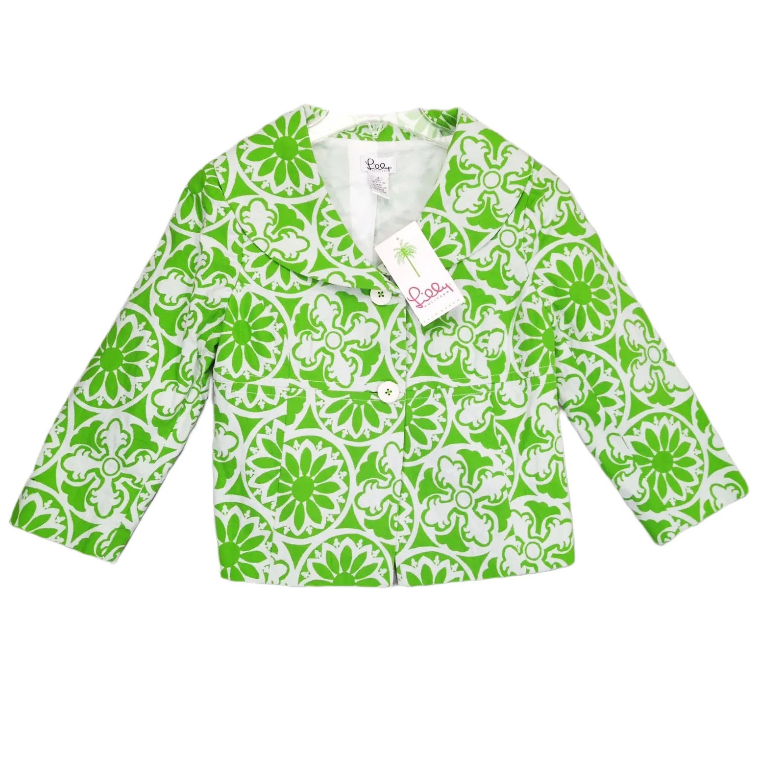 NWT Lilly Pulitzer Women's 4 Stowaway Green Jacquard Florence Crop Jacket 298