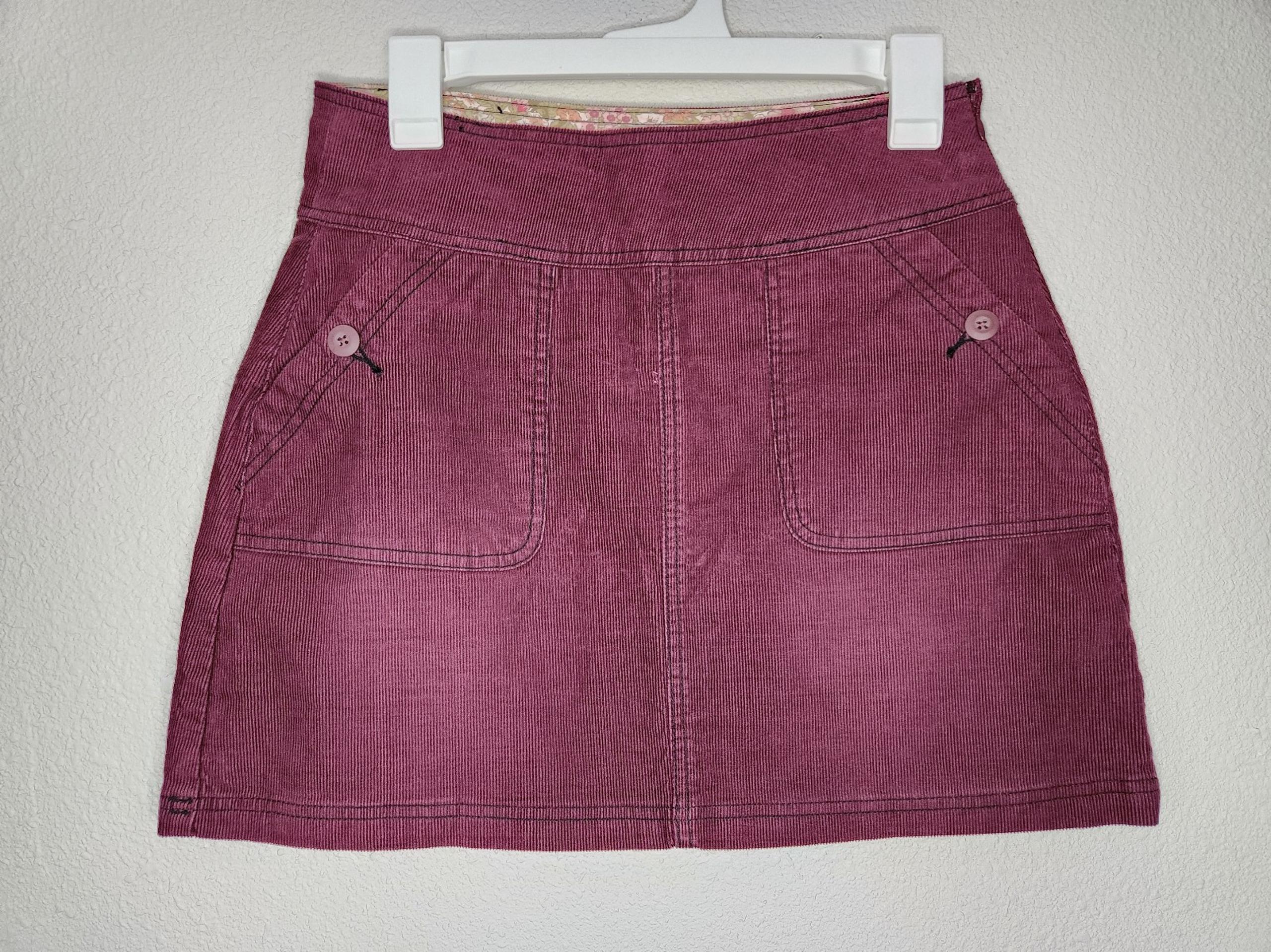 Prana Womens Corduroy Skirt Size 6 Casual Athleisure A-line Mini Skirt Burgundy