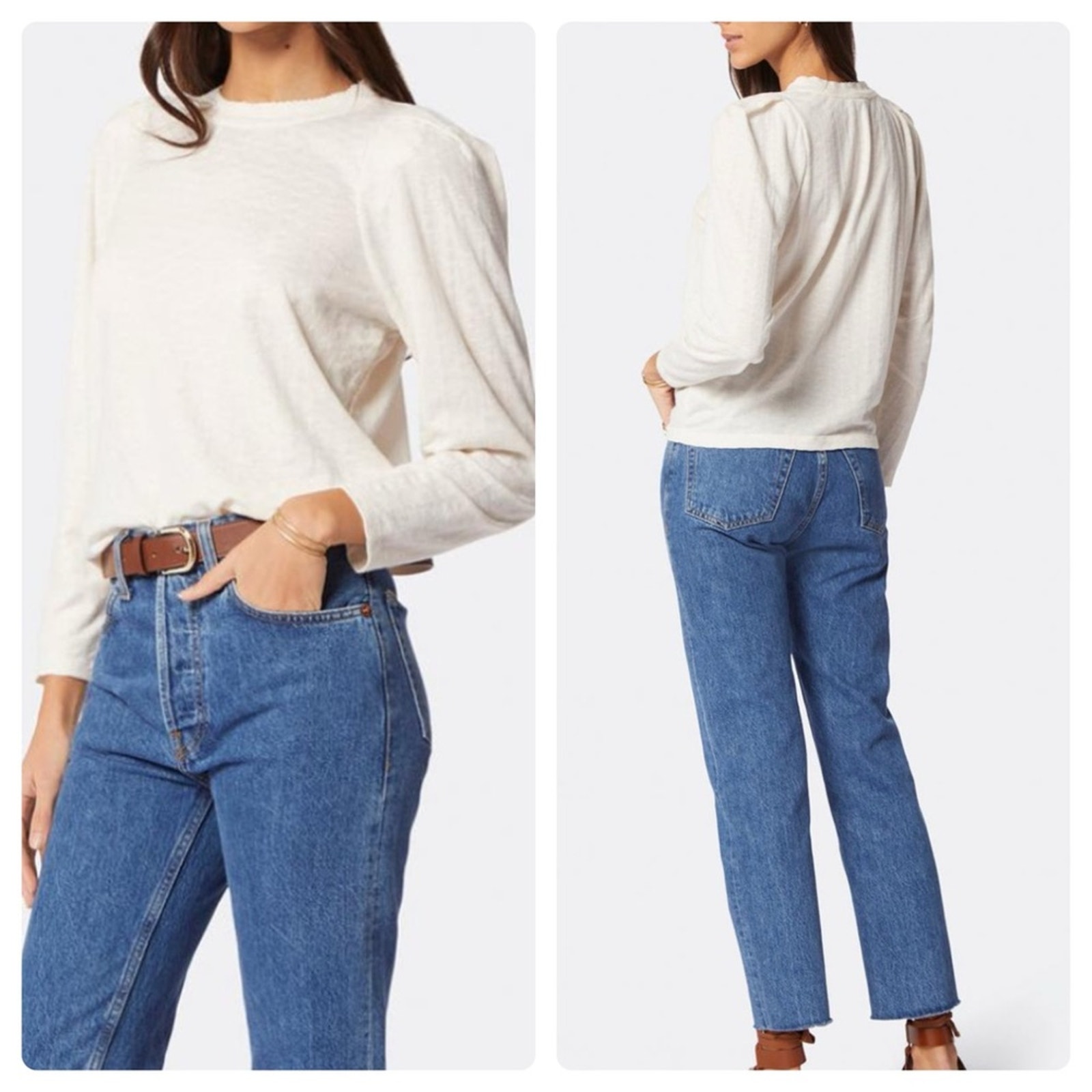Joie Stanton Long Sleeve Top Porcelain White