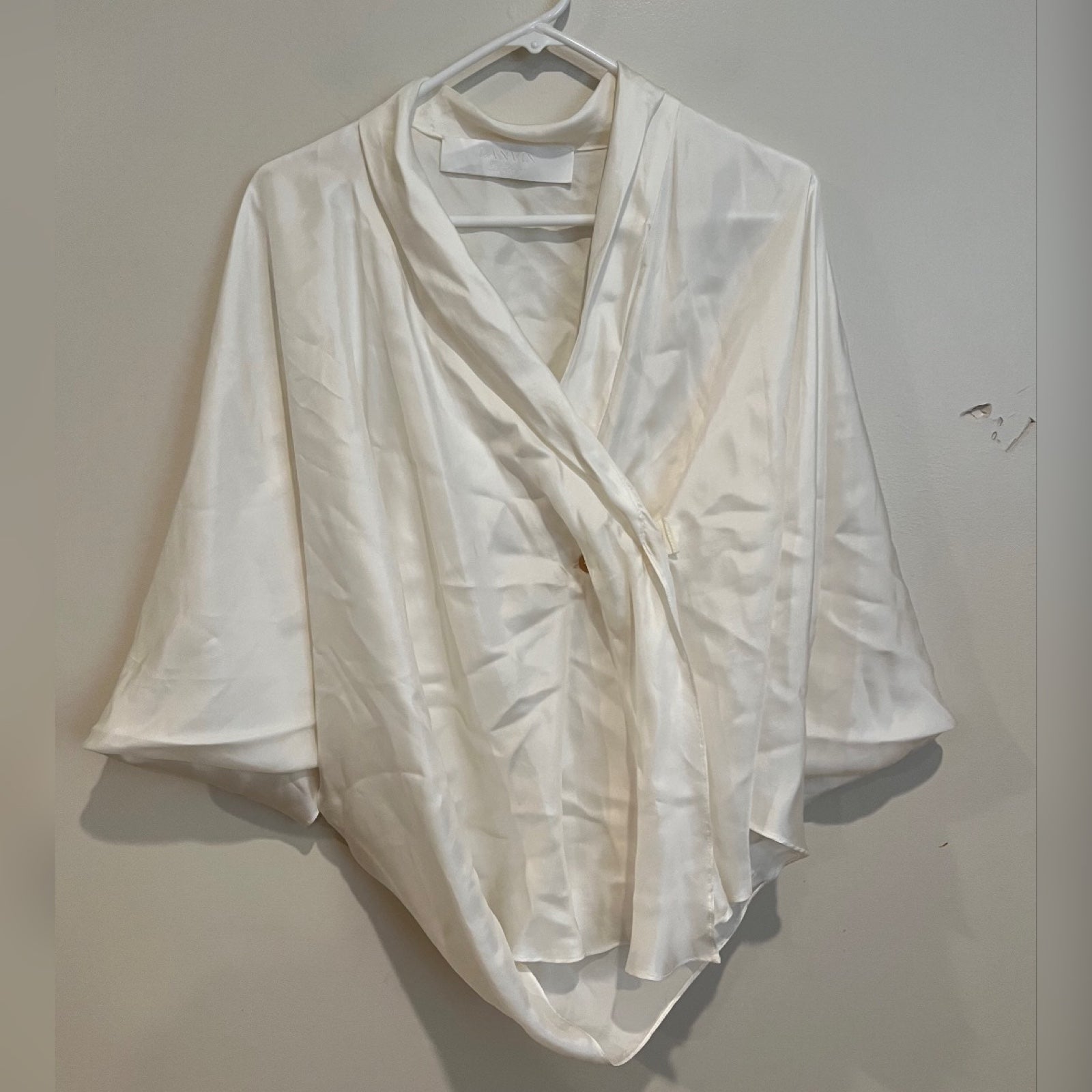 Lanvin Silk Cape Batwing White Blouse NEW