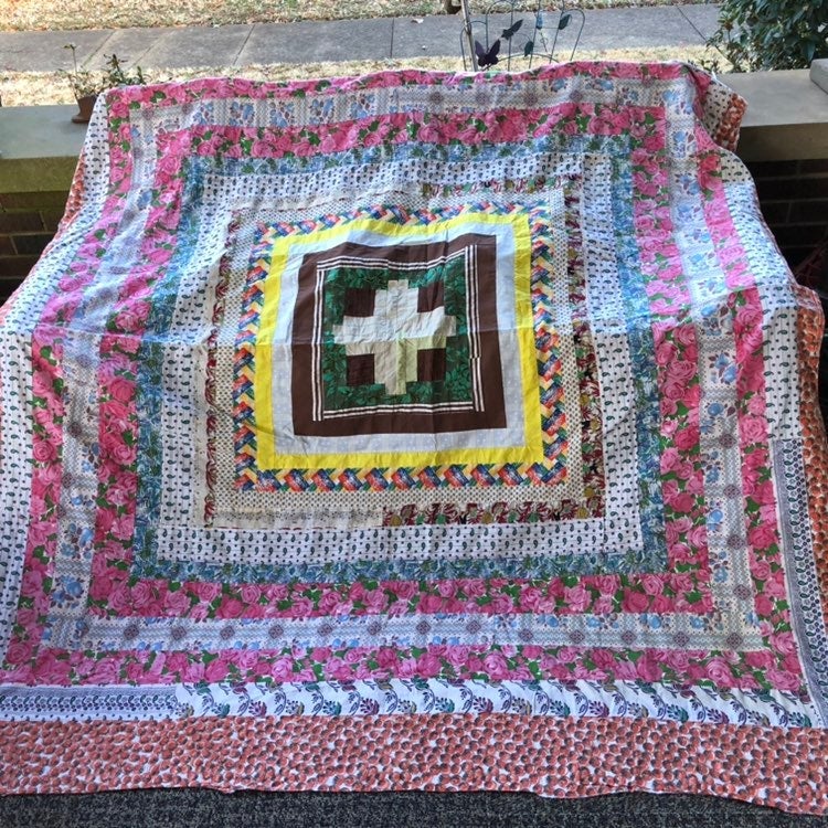 Vintage Flour Sack Quilt Top Hand Stitch