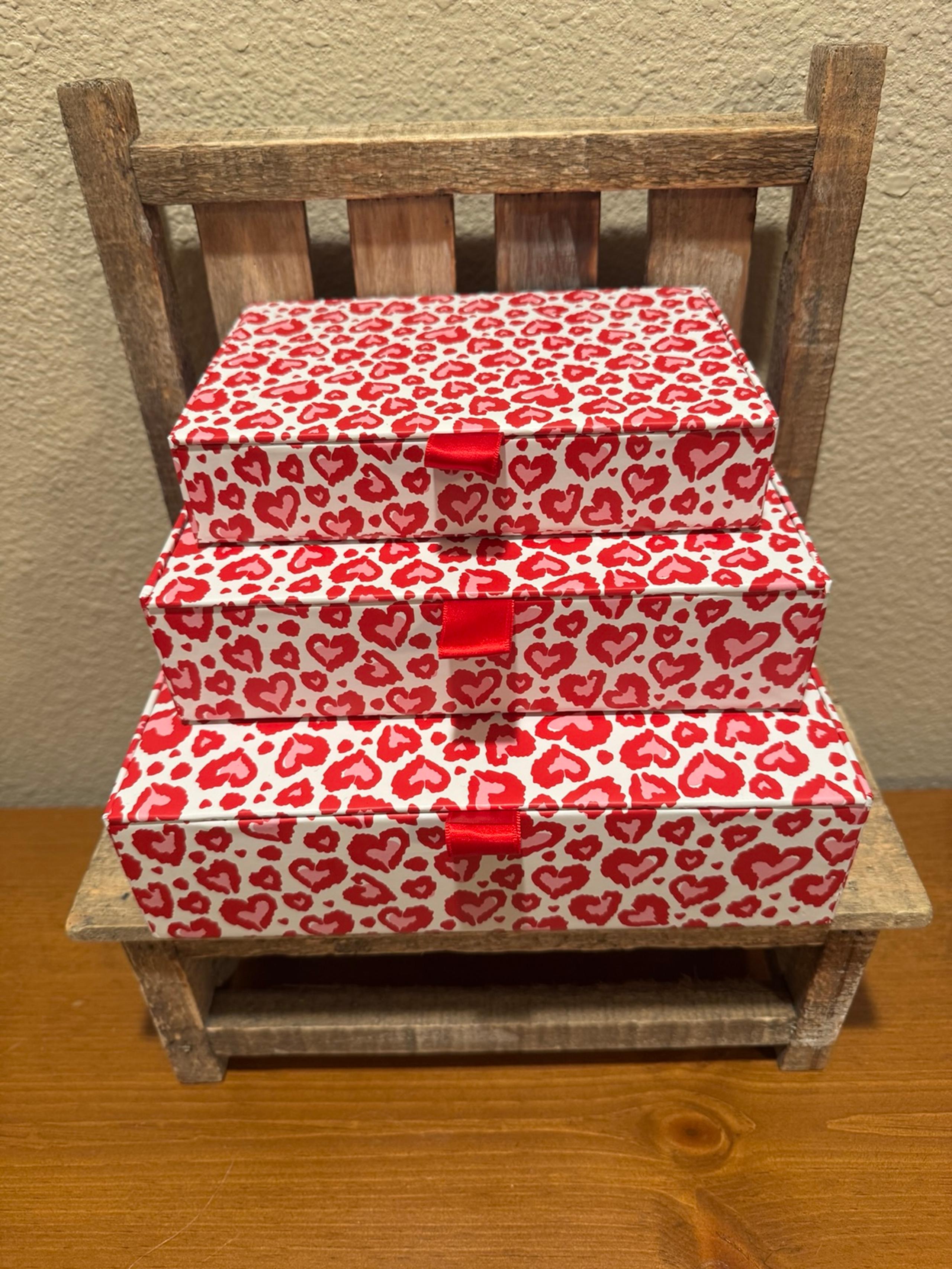 Valentine’s Day Nesting Boxes Set Of 3, Hearts Decorative Storage Boxes Set