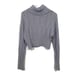 Carbon38 Cropped Turtle Neck Cable Knit Sweater - Gray S