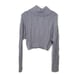 Carbon38 Cropped Turtle Neck Cable Knit Sweater - Gray S