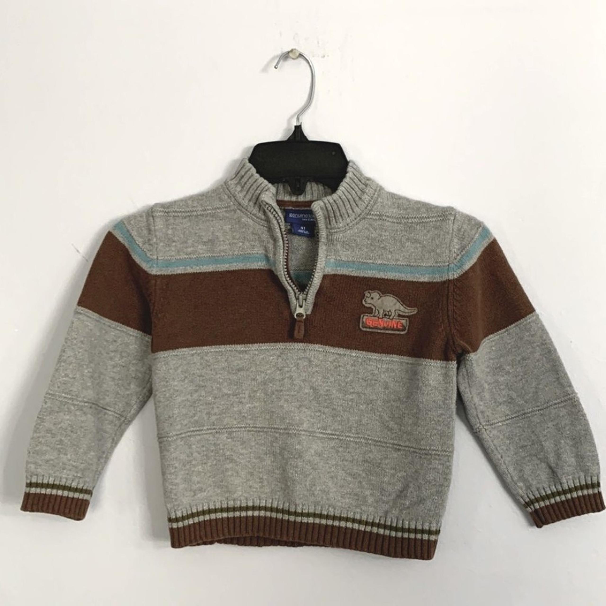 OshKosh B’GOSH | Genuine Kids Boys Grey Dinosaur Pullover Sweater