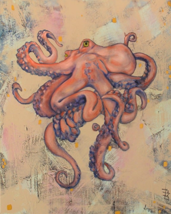 Octopus oil painting