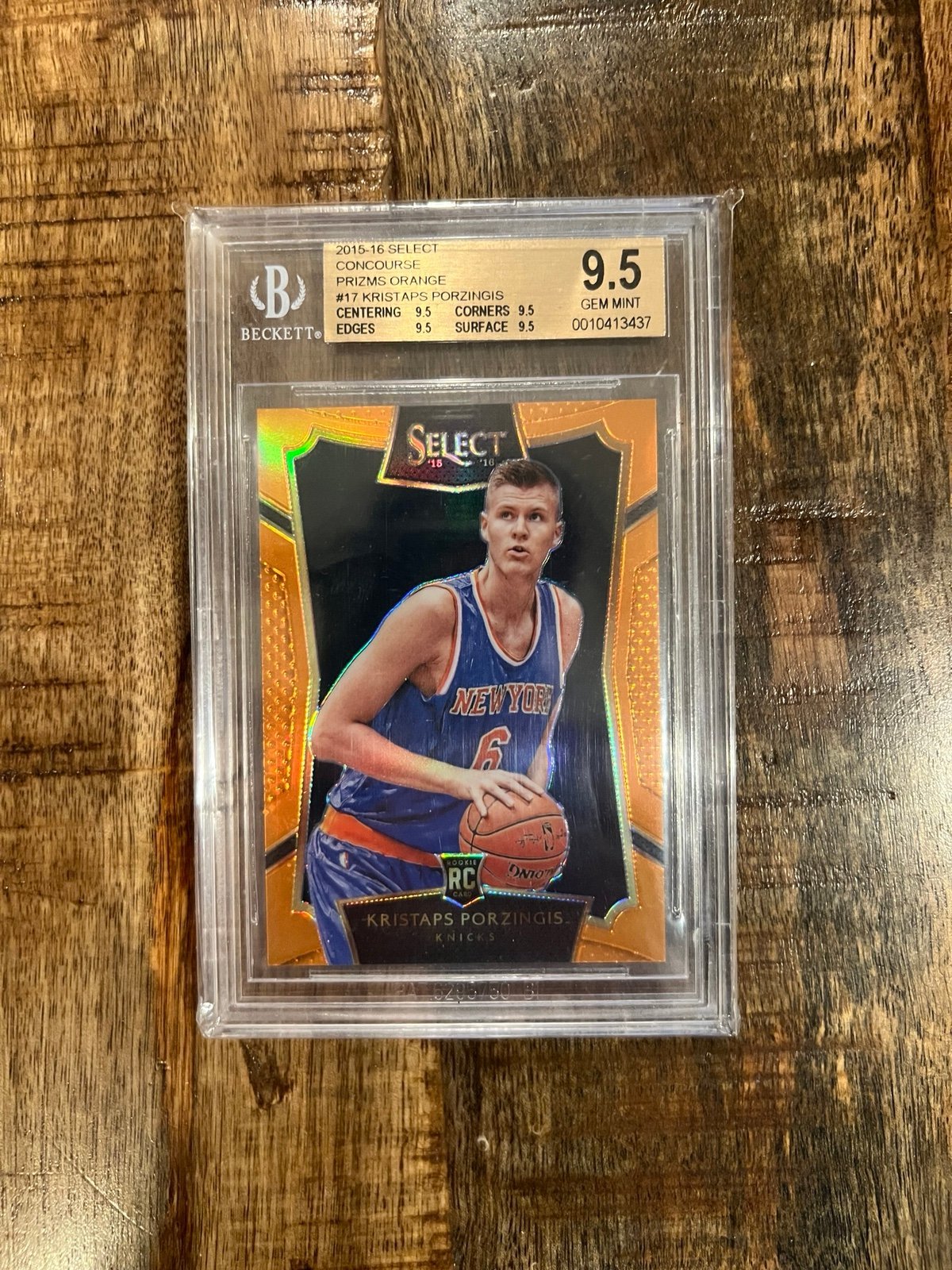 2015-16 Select Kristaps Porzingis Rookie ORANGE Prizm /60 BGS 9.5 GEM MINT!