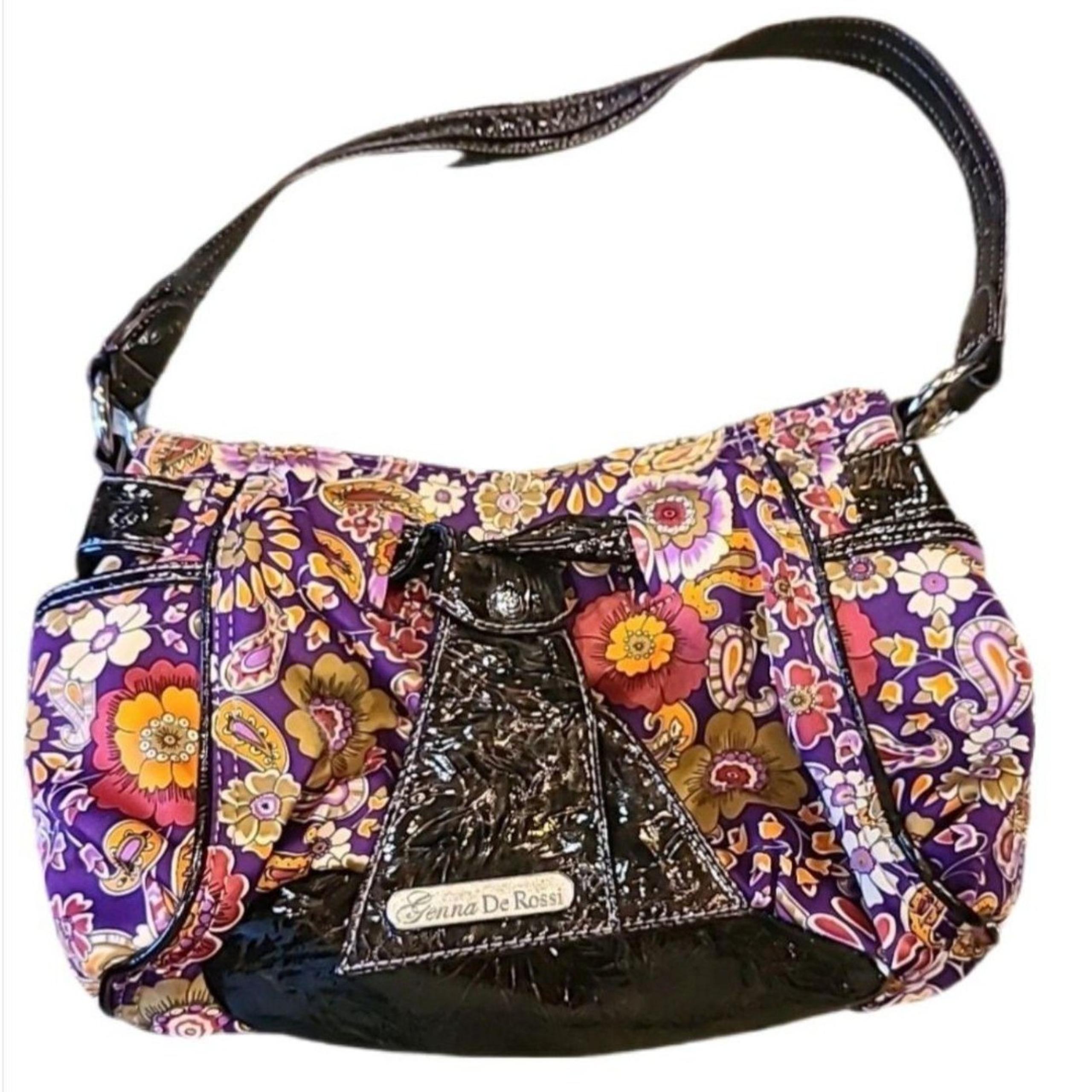 Genna De Rossi Satiny Floral Vegan Leather Shoulder Bag