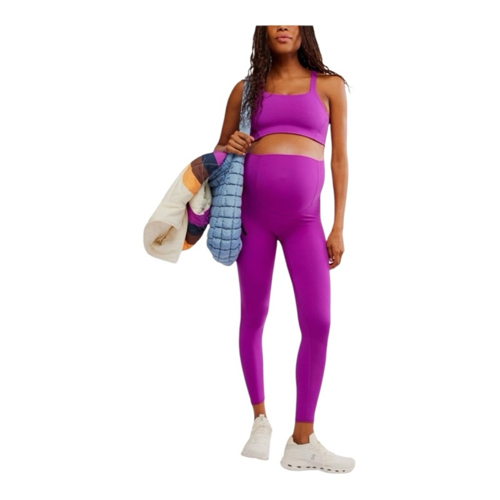 FP Movement X Hatch Square neck Never Better Sports Bra in Berry NEW Size Large