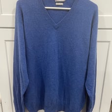 Peter Millar Men's Blue Cashmere V-Neck Pullover Sweater Size L