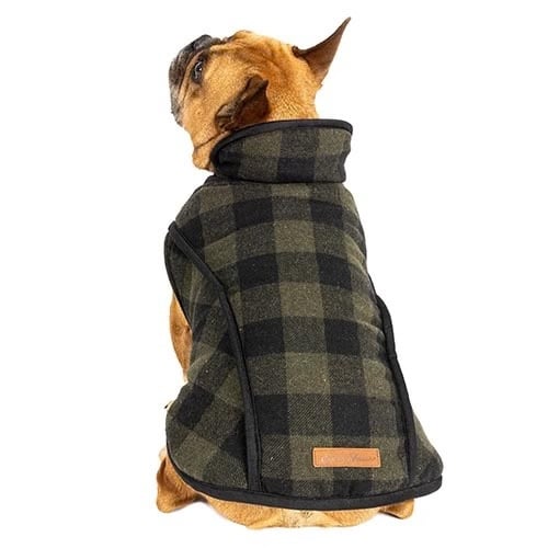 NEW WITH TAG! Eddie Bauer green/black fleece lined dog jacket/coat size Small