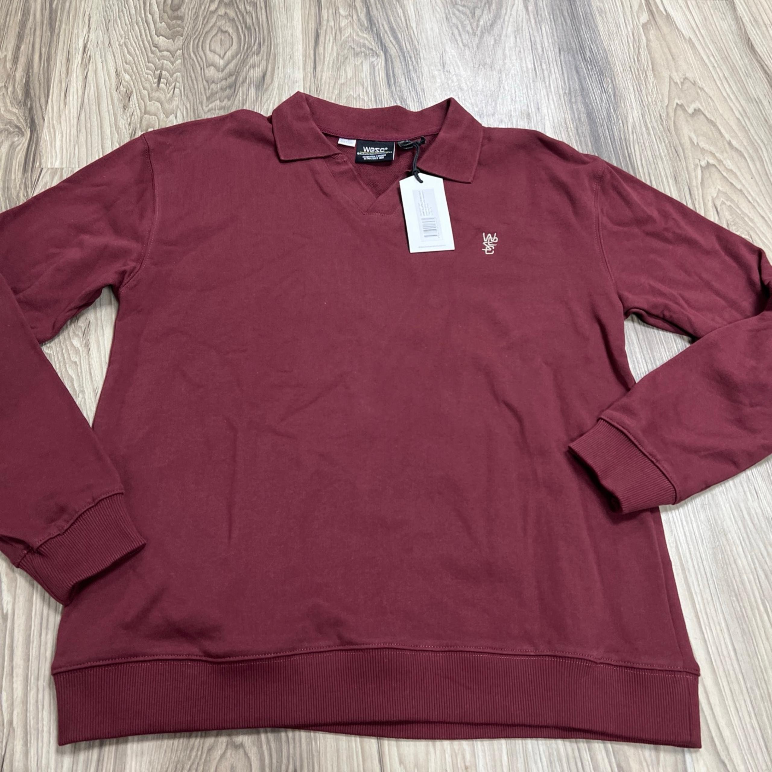 WESC Johnny Collar Pullover Long Sleeve Sweatshirt Tawney Port Mens Large NWT