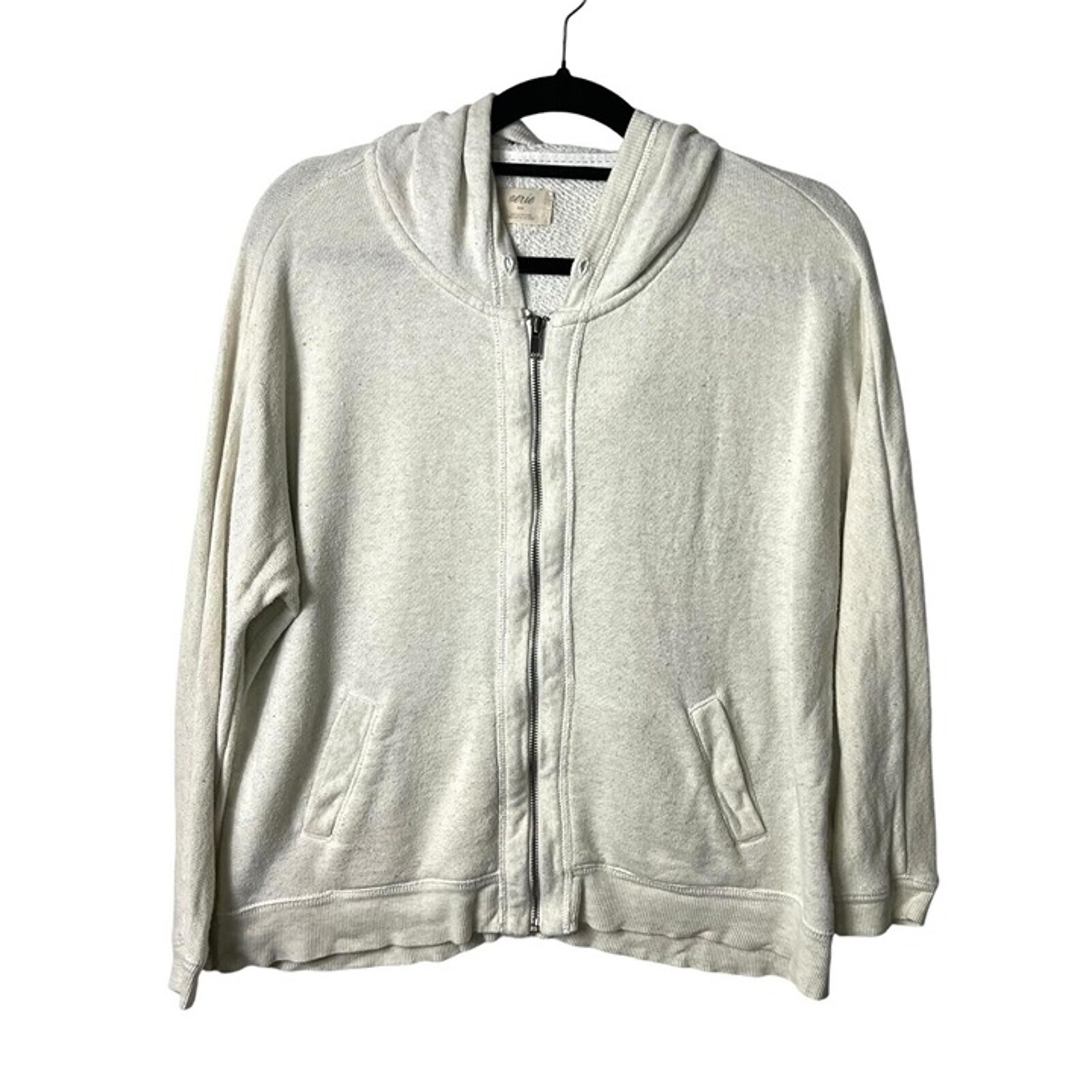 Aerie Full Zip Cream Hoodie With Pockets Women’s Size Medium Oversized Soft