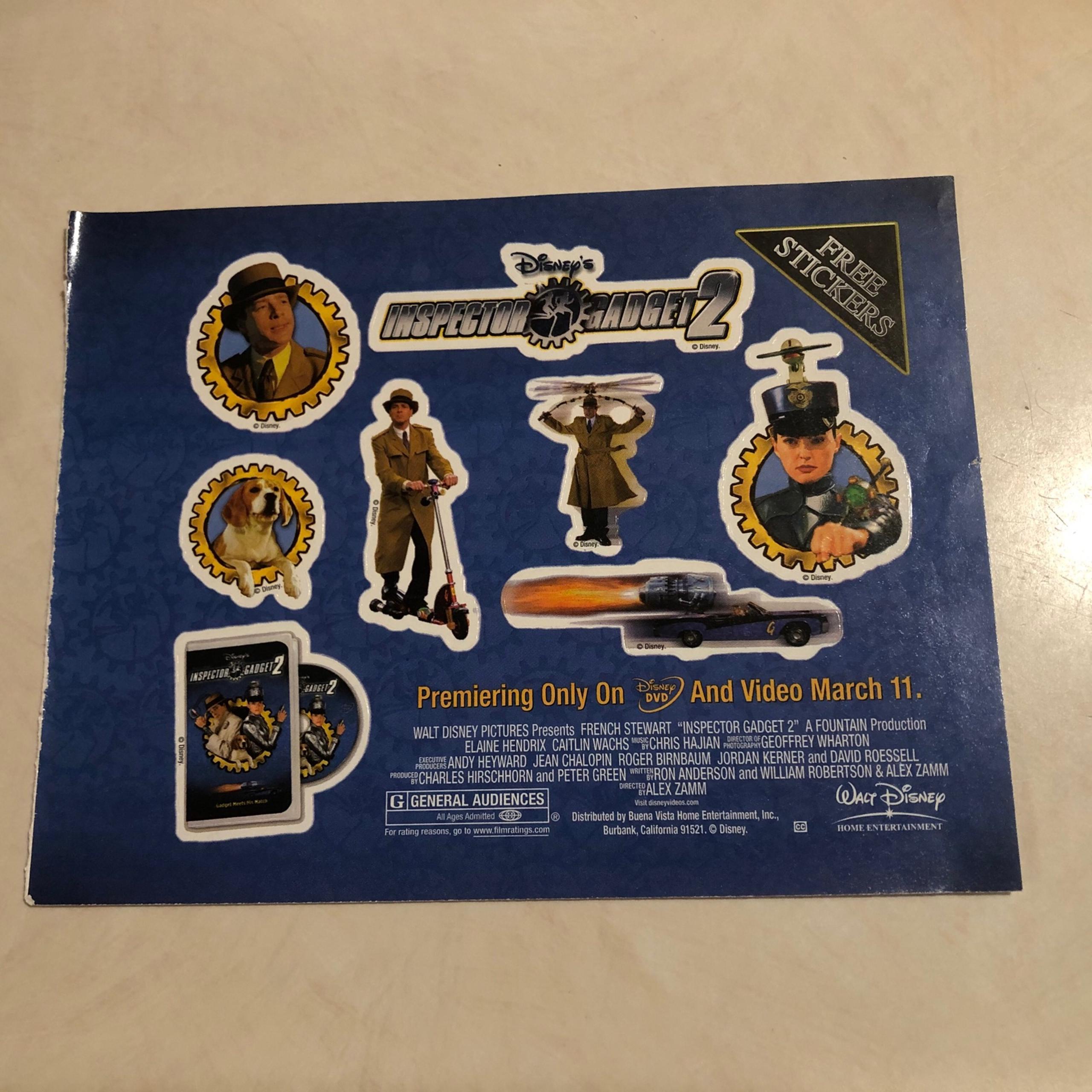 Disney Inspector Gadget 2 / Promo STICKERS Single Sheet / G2 Brain 2003 Rare