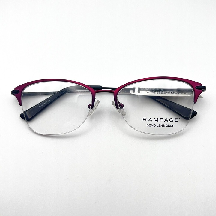 Rampage RA0202 082 Eyeglass Frames Half Metal Flex Black Violet Purple 52-17-135