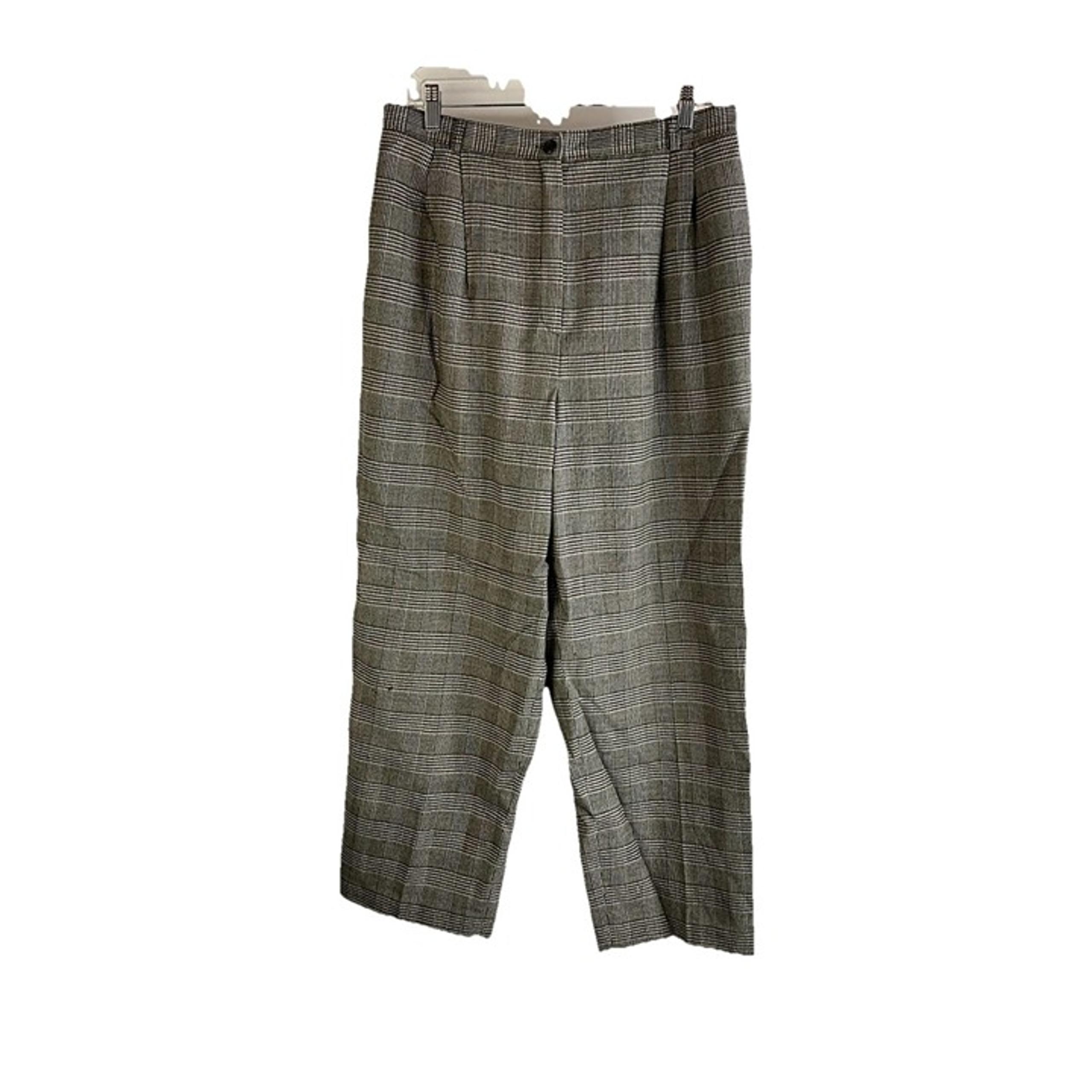 Vintage 80s Womens 14 Wool Houndstooth Plaid Pleated Dress Pants Old Money