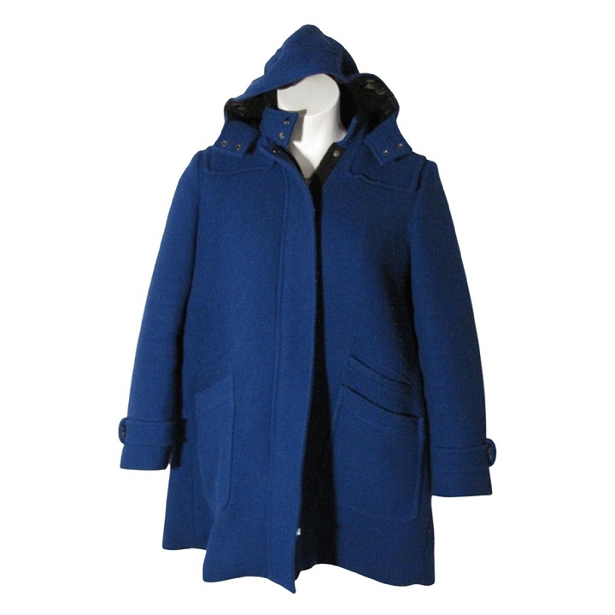 Banana Republic PL L Royal Blue Wool Hooded Longer Length Coat WARM