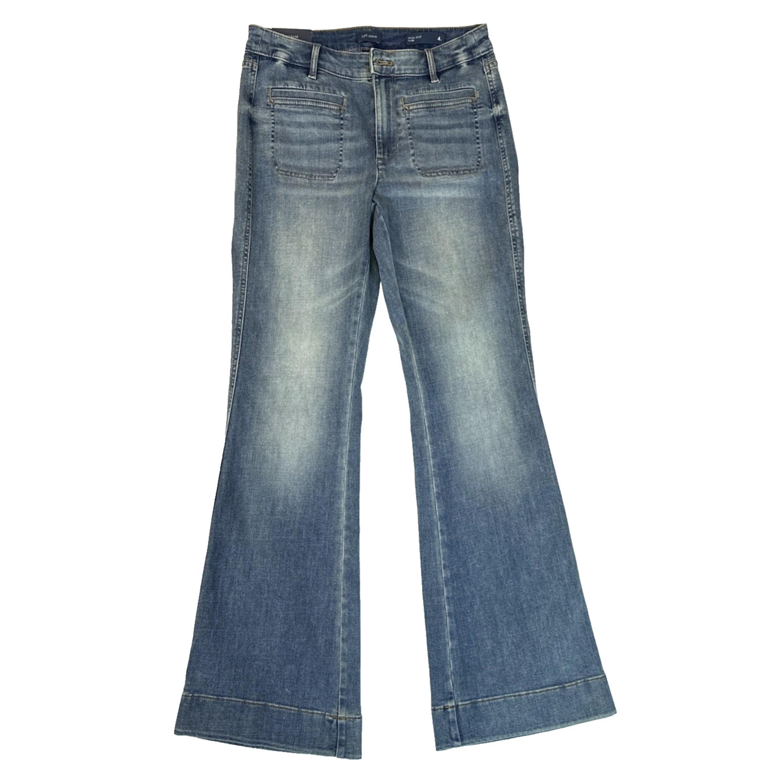 NWT J. Jill High Rise Flare Jeans in Davenport Wash front Pockets Size 4