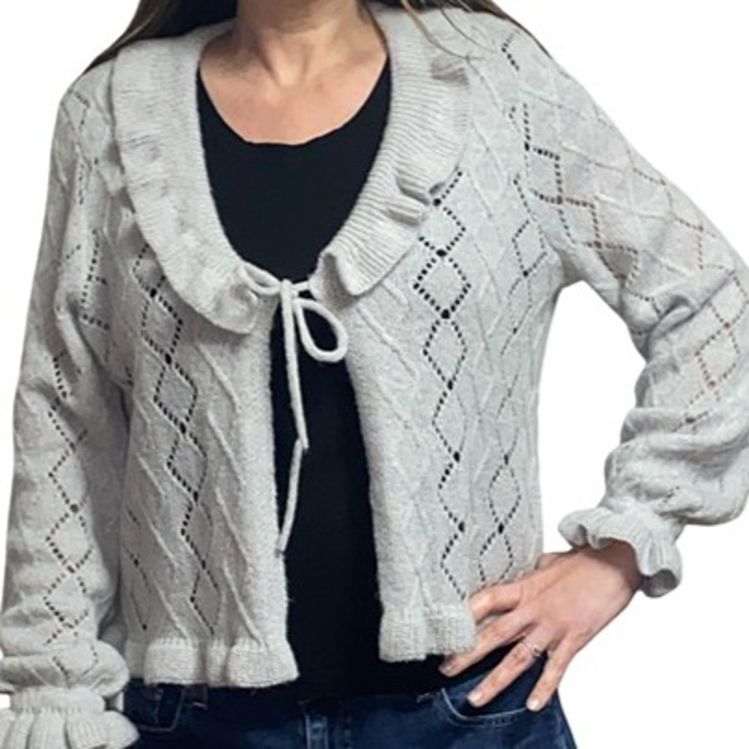 Sz.XL*Charter Club*Light Gray Cardigan Sweater--Ties in Front