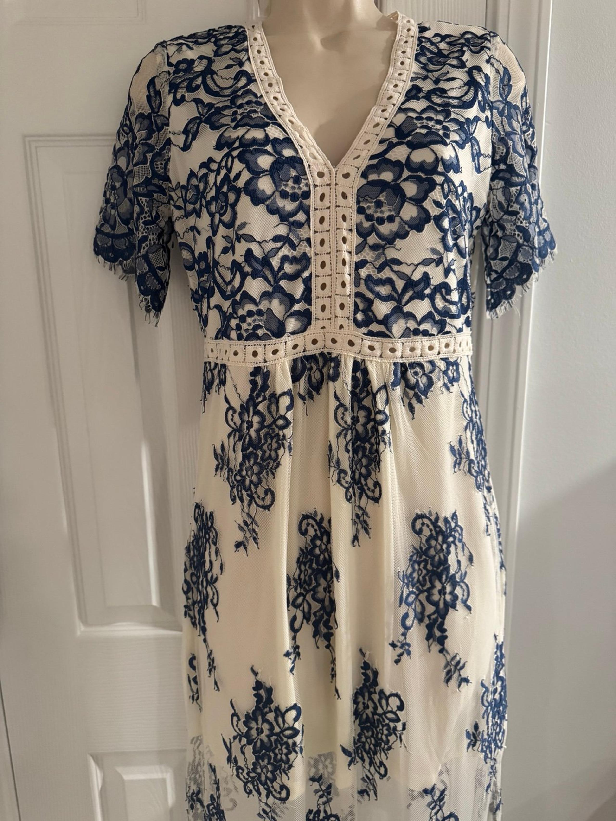 Long blue/white Dress s Small like new