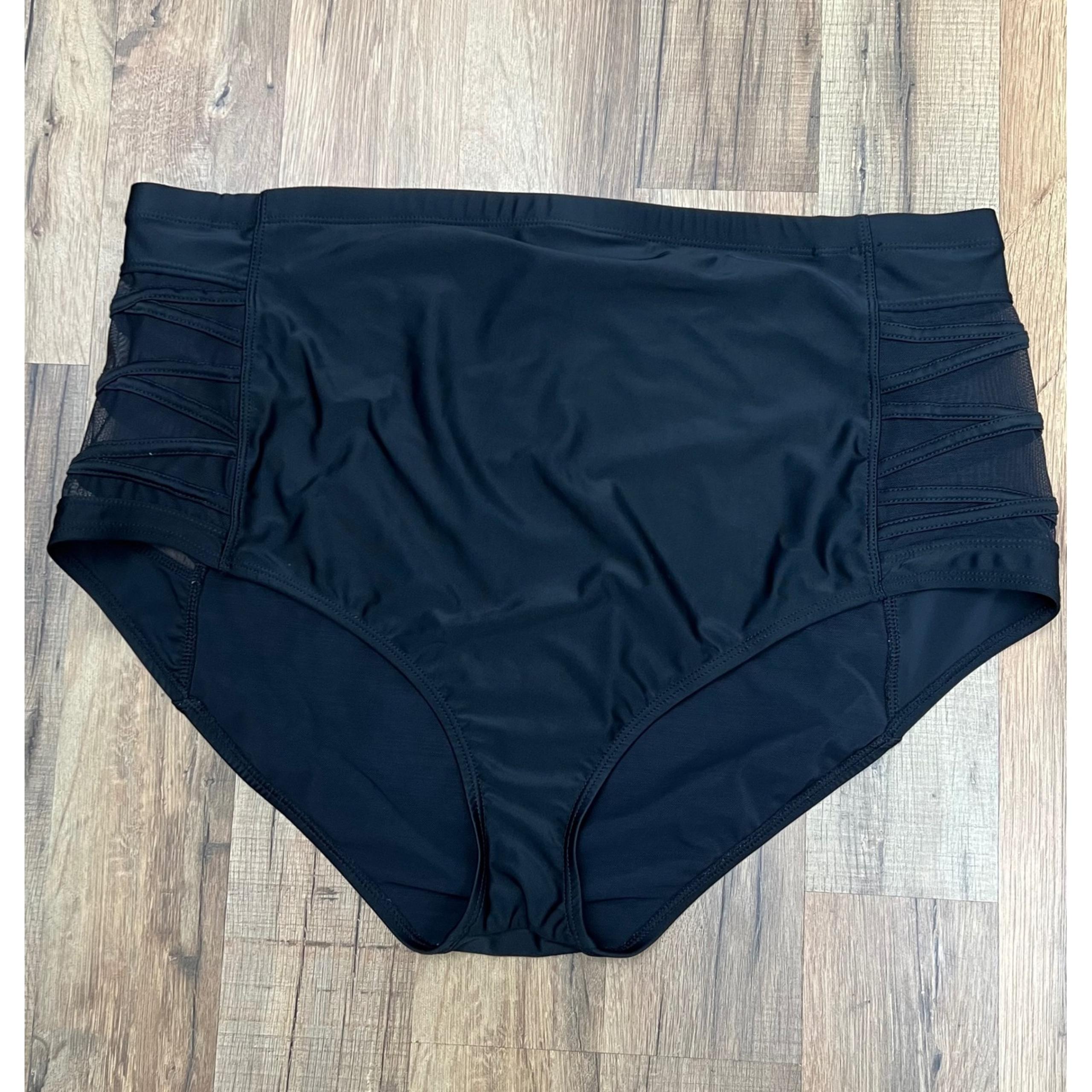 Torrid High-Waist Swim Bottoms Size 3 Black Mesh Side Panels