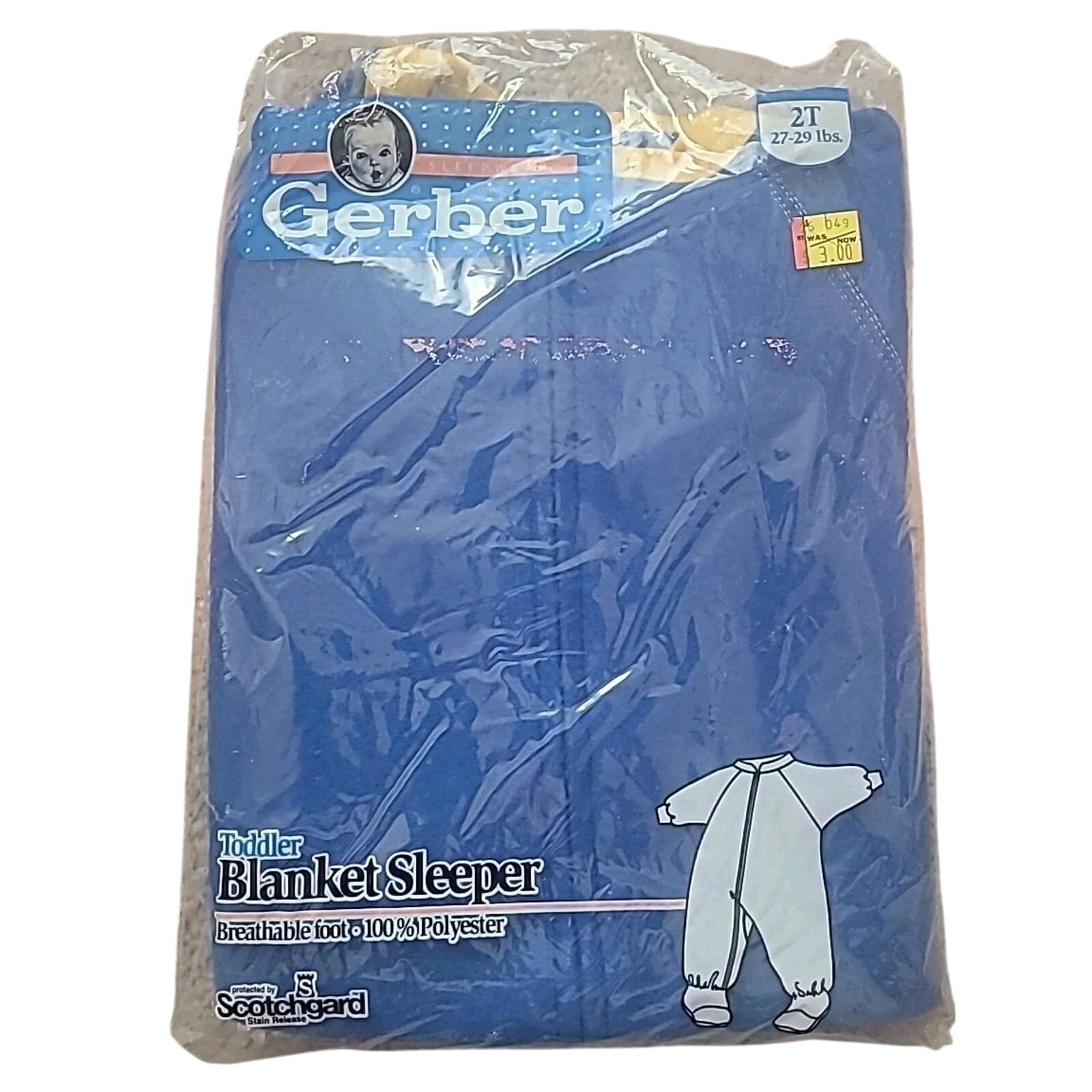 VTG Gerber 2T Toddler Blanket Sleeper Blue Yellow Footie Pajamas USA 90s NOS NIP