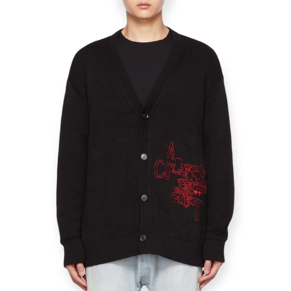 KSUBI NWOT Men's size XL Consciousness Cardigan Black Streetwear Embroidered