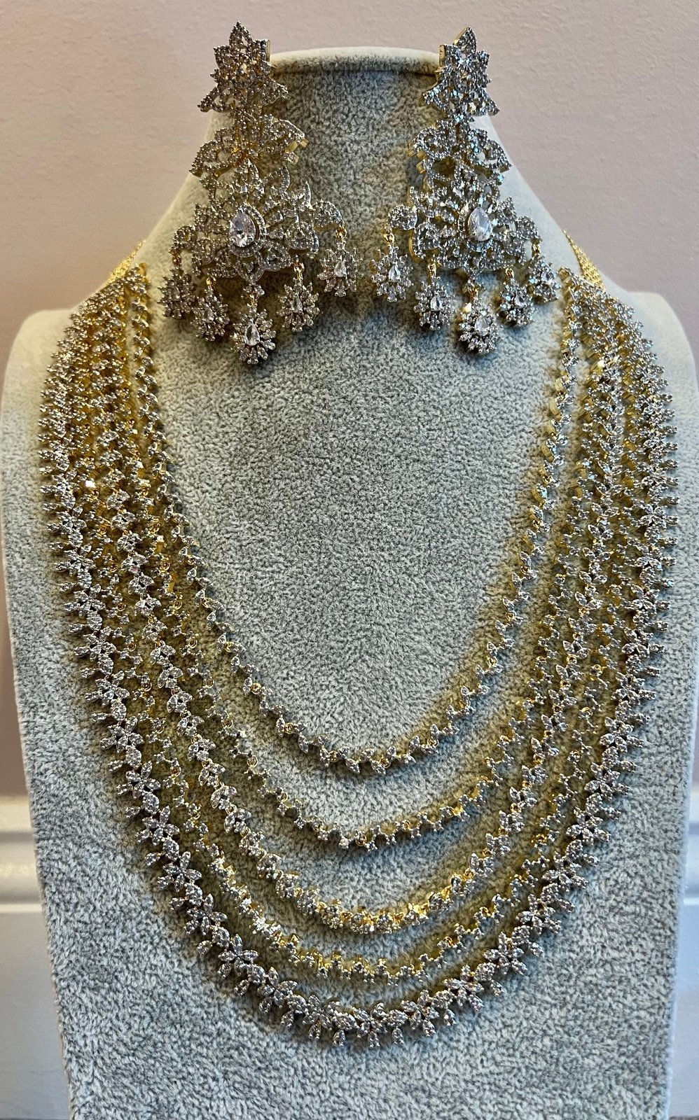 CZ stone/American diamond stone layer necklace set