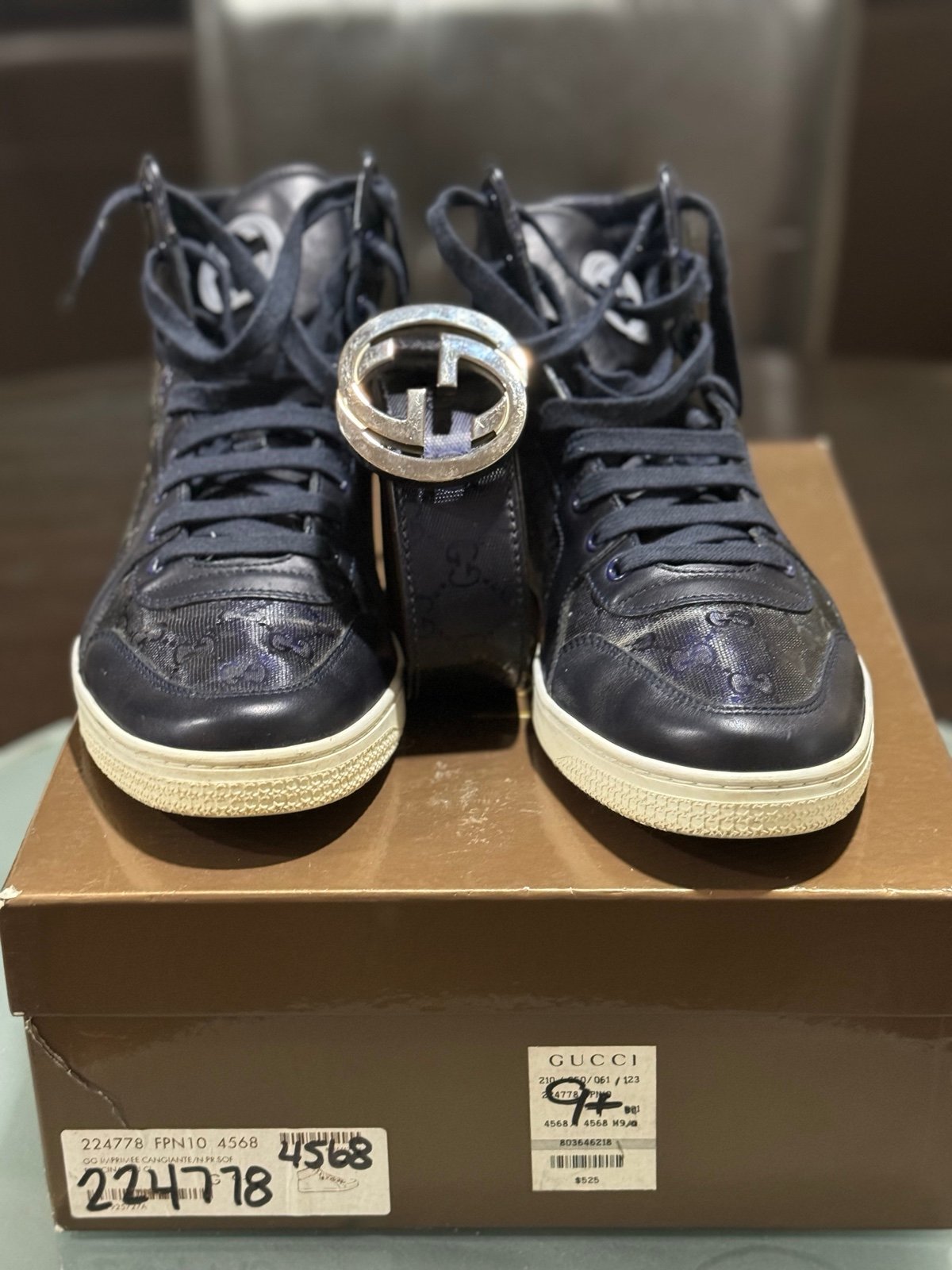 Gucci GG high “symphony blue” w/ matching GG belt.