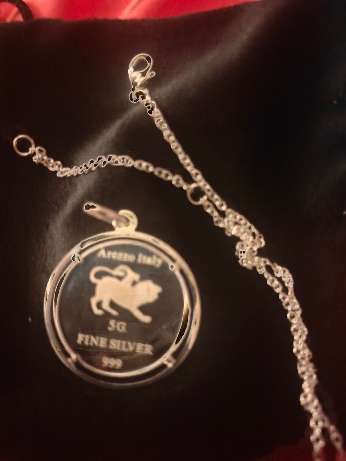 .999, 5 gram ingot and sterling silver chain. Made in Italy. Men and women