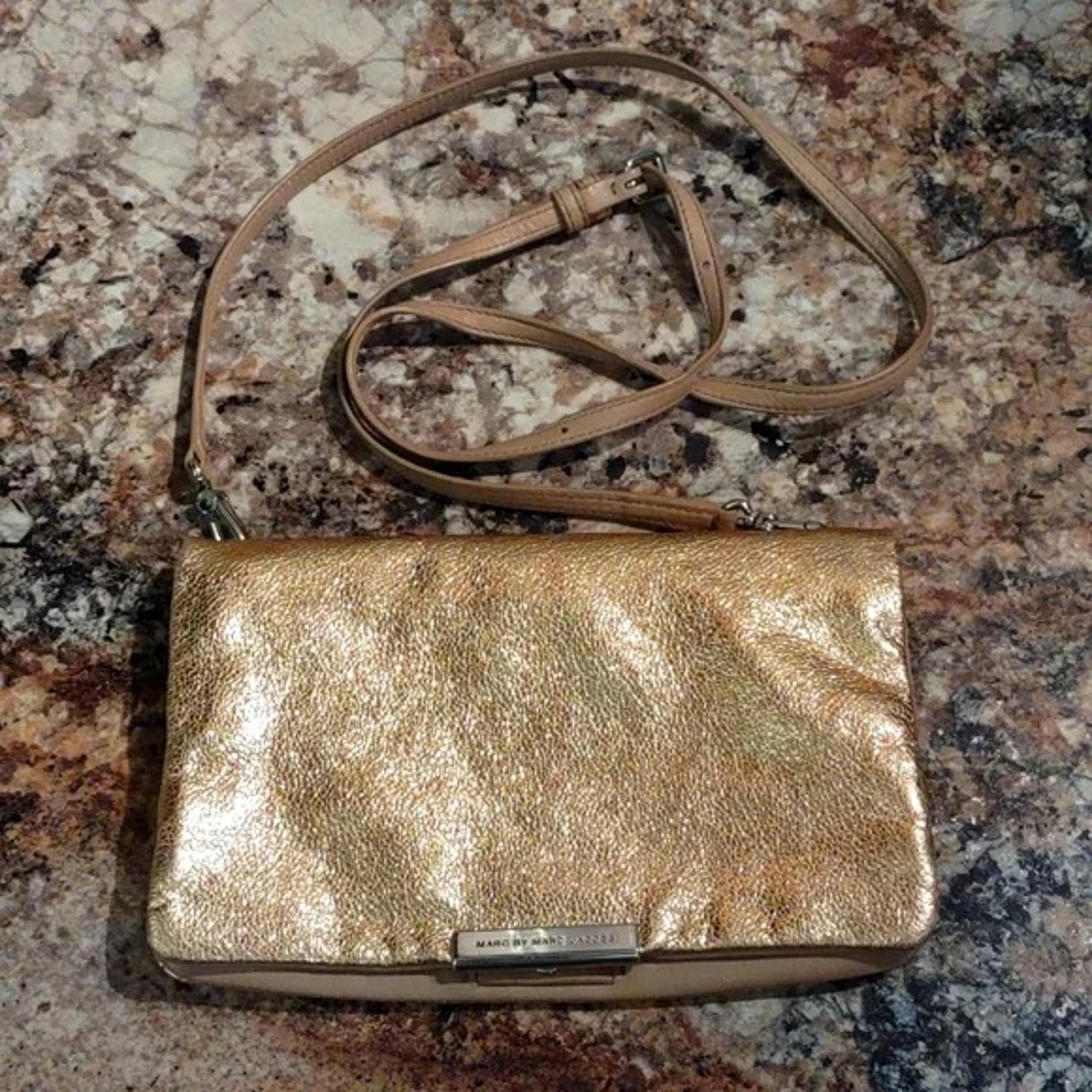 Marc By Marc Jacobs Metallic Rose Gold Crossbody Bag