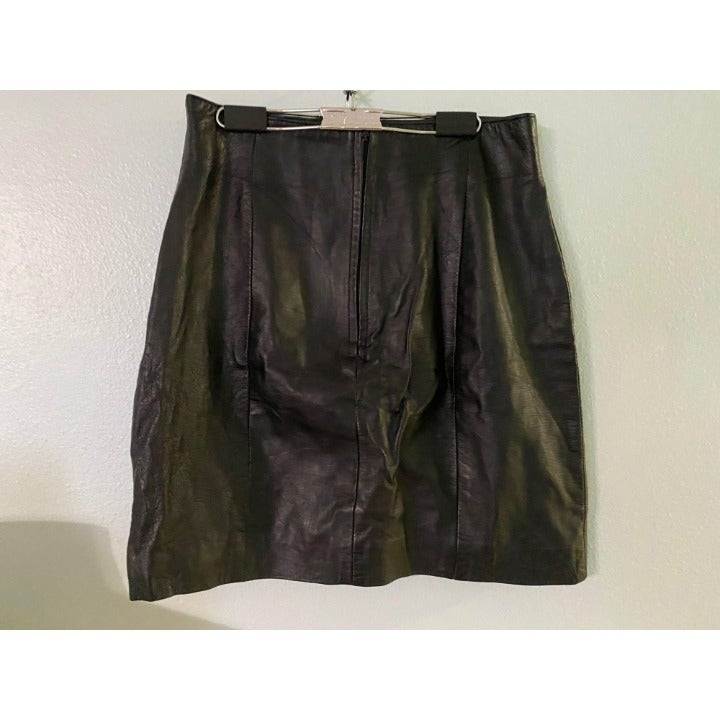 Black Leather High Waist Mini Skirt