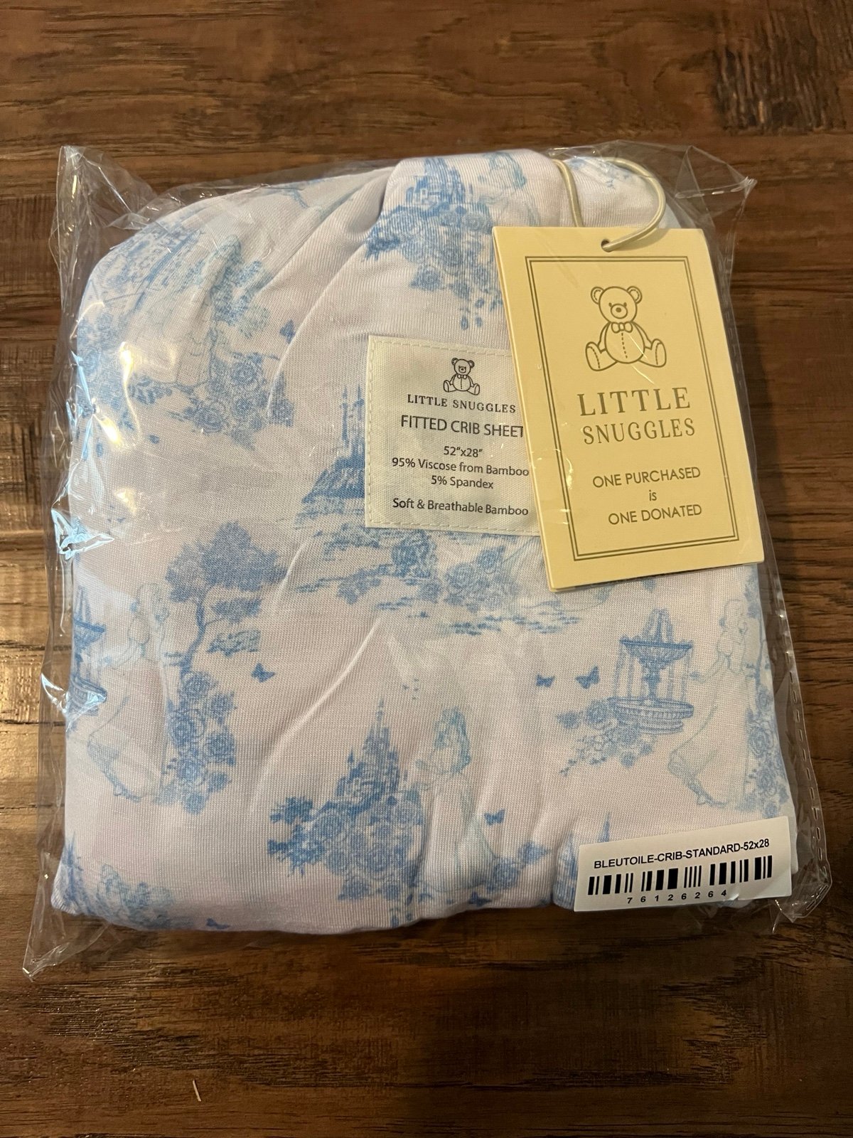 Little snuggles Princess blue Toile crib sheet NIB