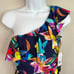 New La Blanca Mio Swimsuit Women's 14 Navy Blue By the Sea One Shoulder Ruffle