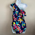 New La Blanca Mio Swimsuit Women's 14 Navy Blue By the Sea One Shoulder Ruffle