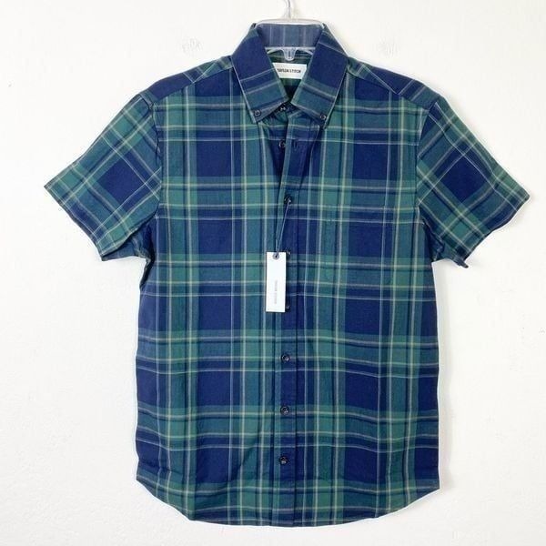 NWT Taylor Stitch the Short Sleeve Jack in Green Madras Plaid Button Up Shirt XS