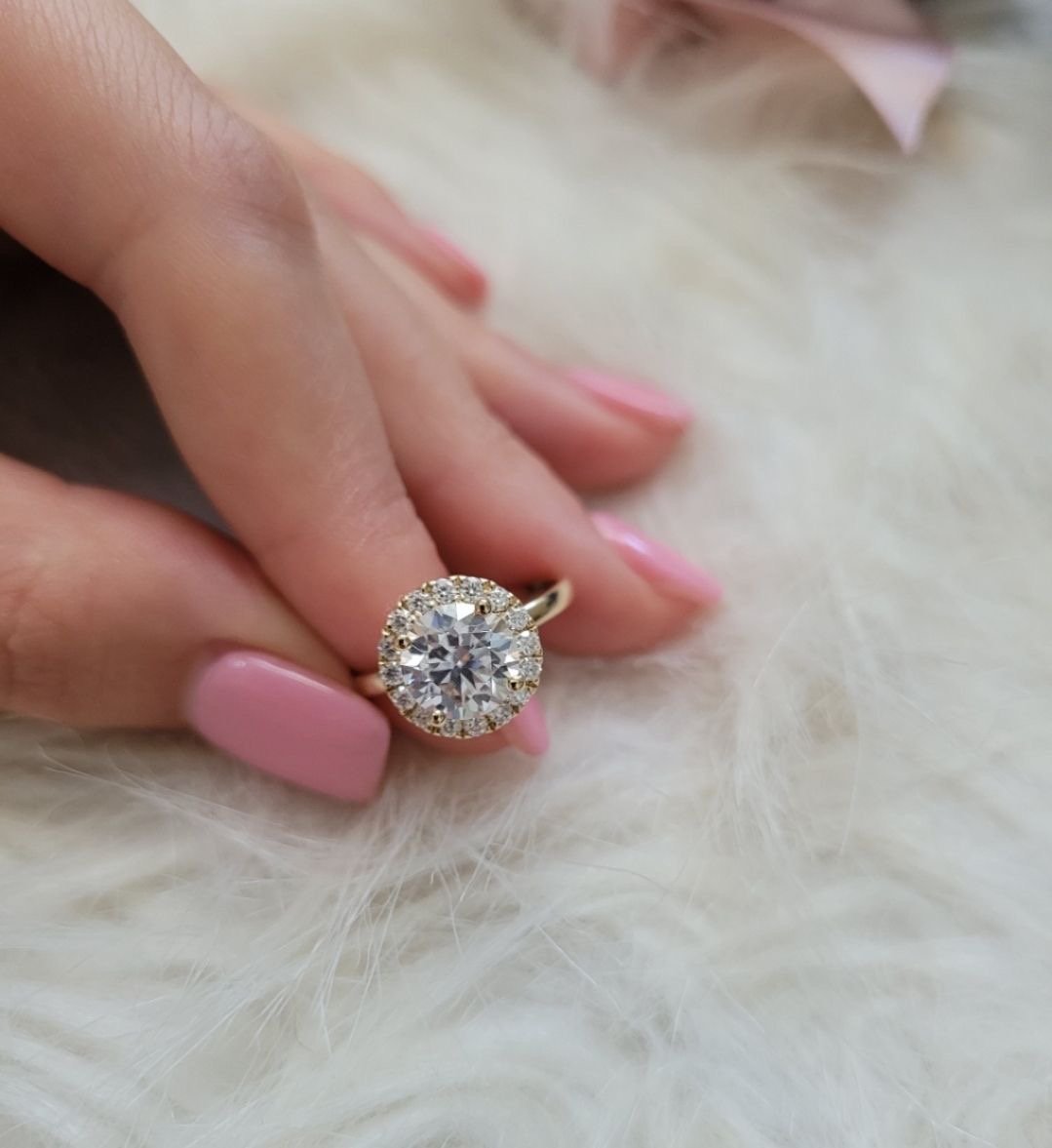 *BIG SALE* 2CT Round cut Real Moissanite 14k solid Gold Engagement Ring Size 7