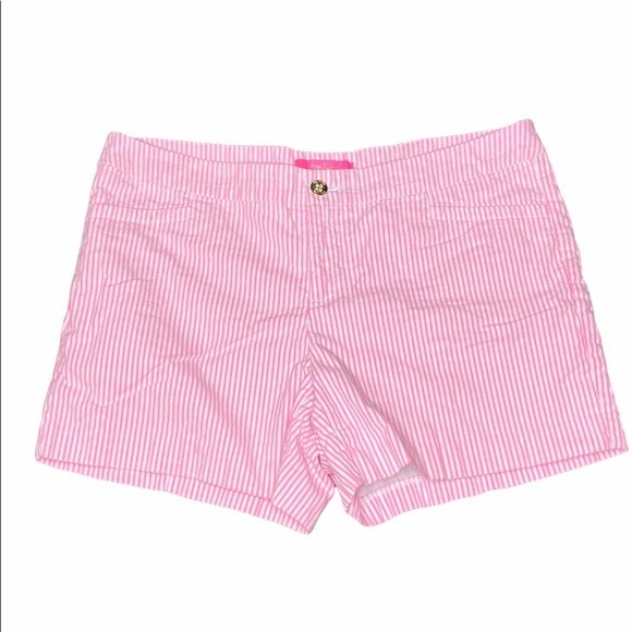 Lilly Pulitzer Kelly Seersucker Shorts Pink Tropics 12