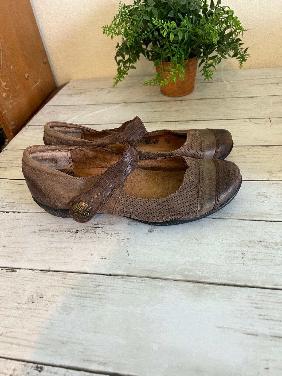 Taos Size 9 Brown Patch MaryJane Shoes