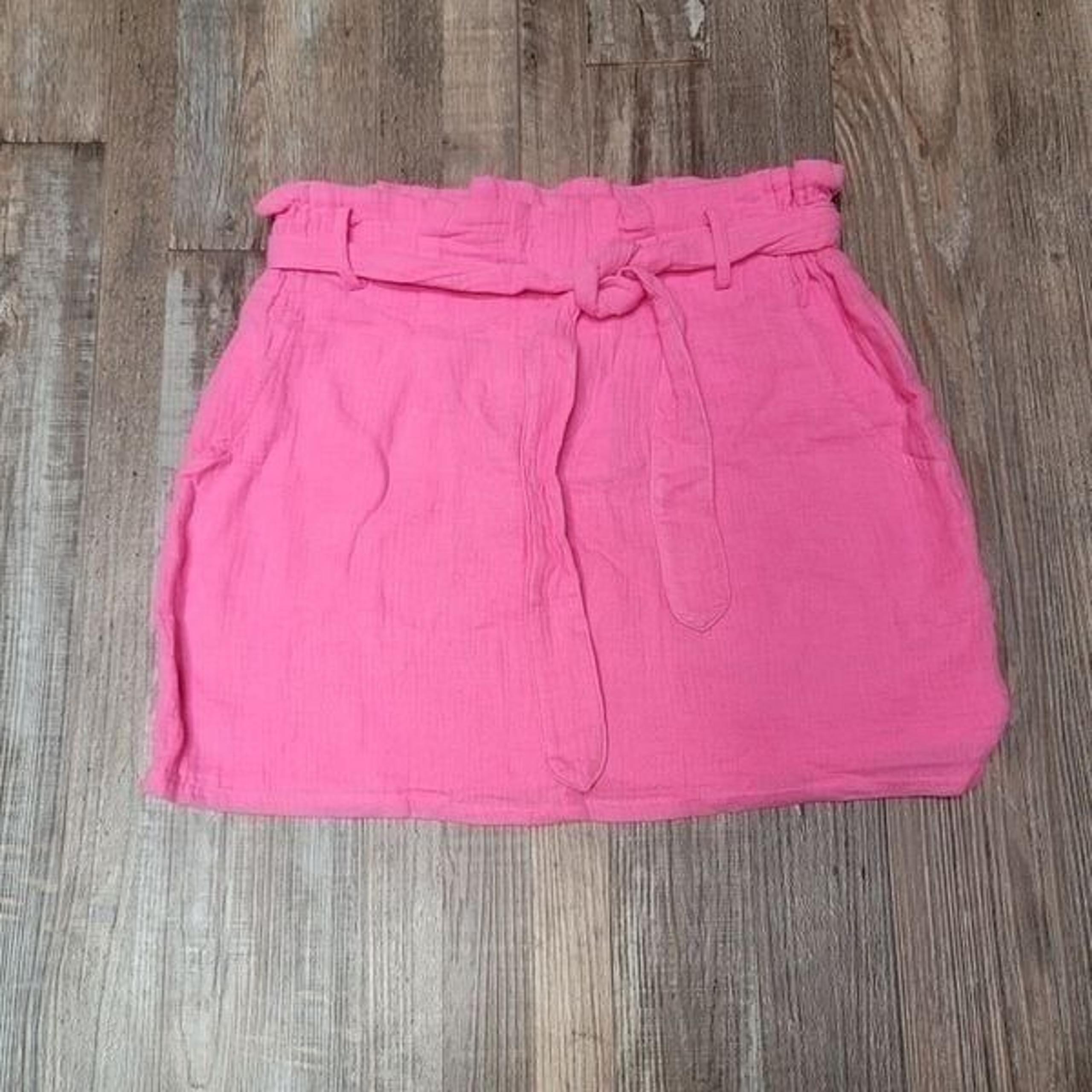 Lulu's Women's Accompany Me Pink Cotton Mini Twirl Skirt Size Medium