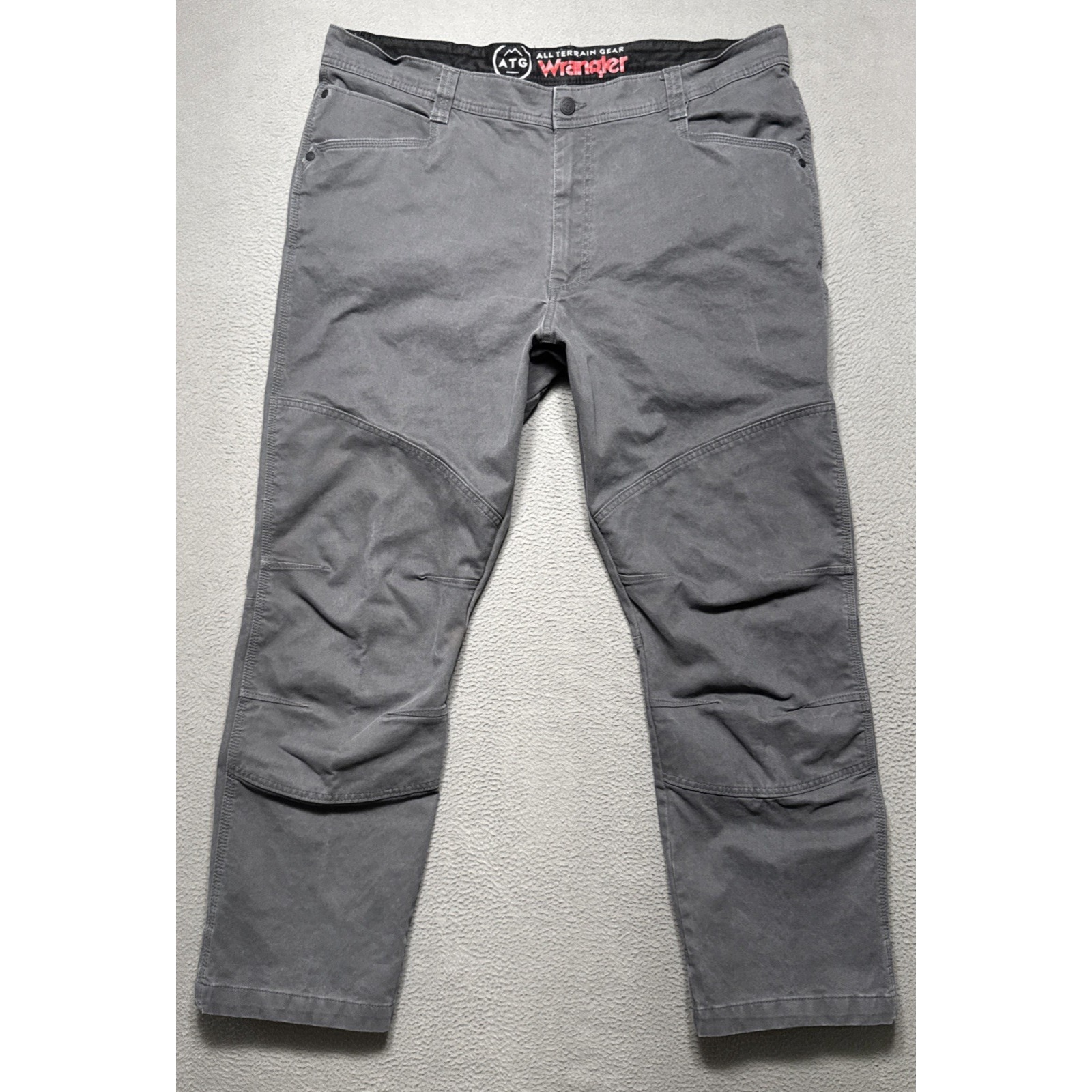 Wrangler ATG Pants Mens Size 40x30 (38x29) Gray Double Knee Utility Stretch Work