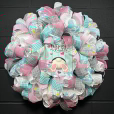 Handmade Easter Wreath Front Door Decoration 24 Inch Deco Mesh
