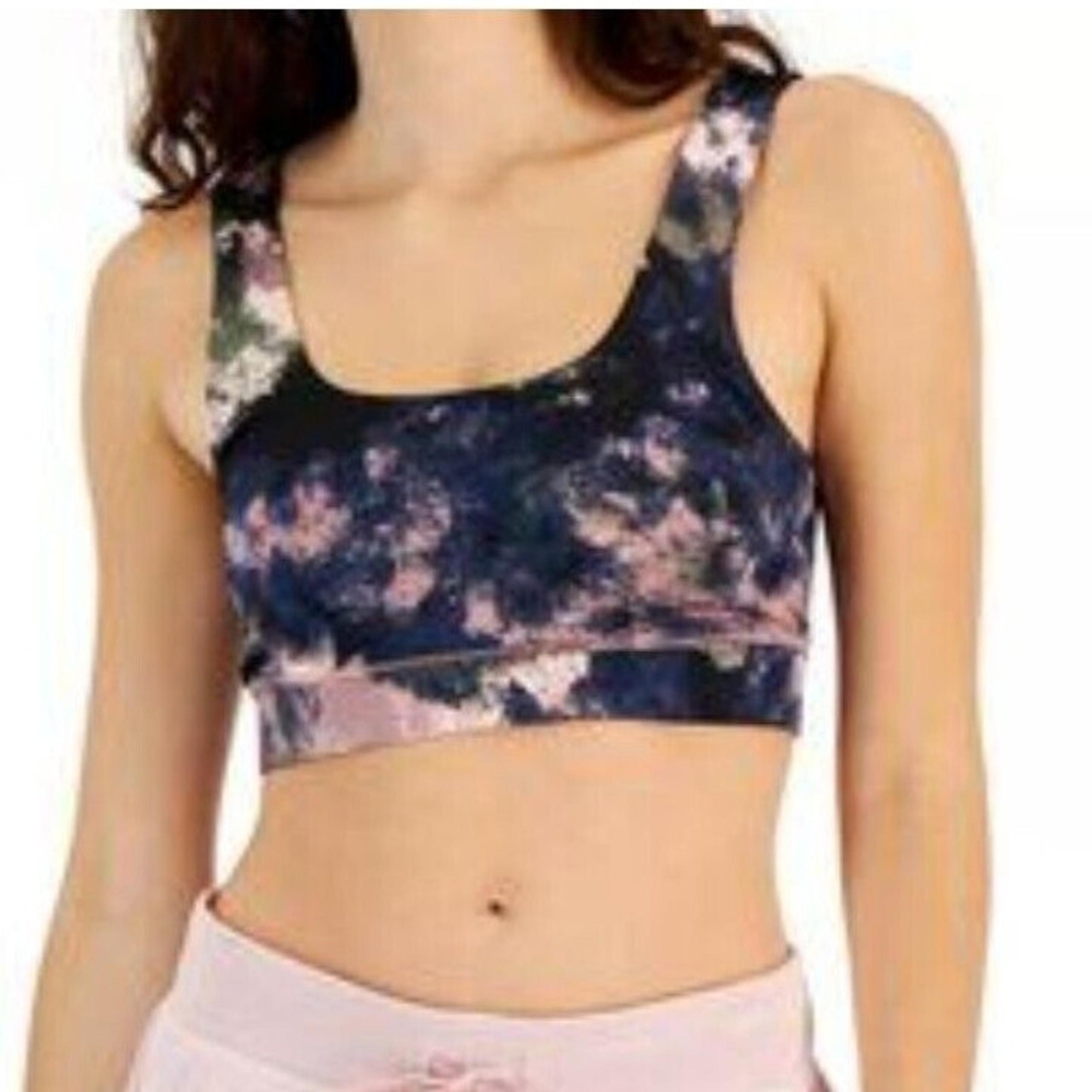 Jenni Bralette Women S Pink Purple Tie Dye Square-Neck Sporty Athleisure Gym