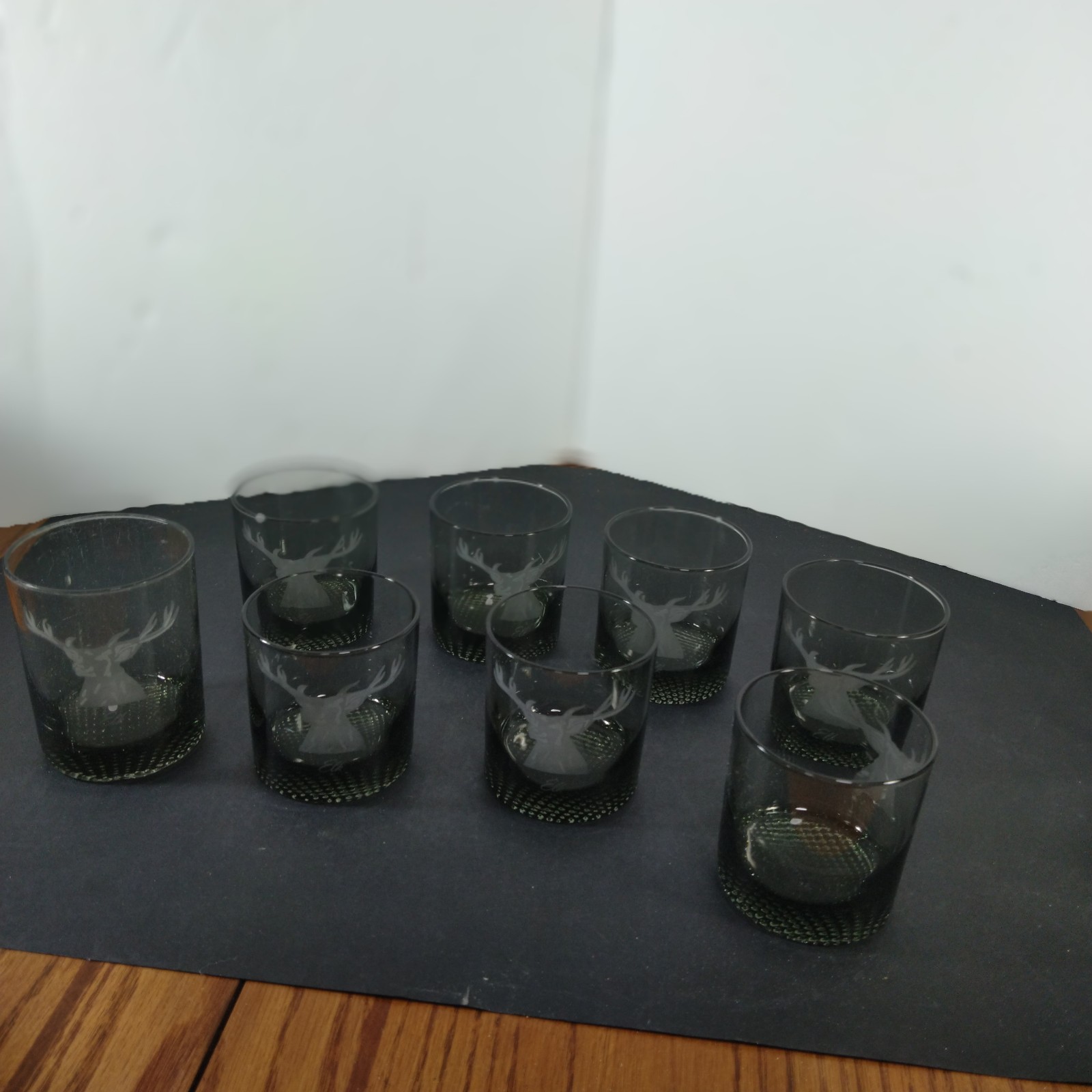 8 Double Old Fashioned smoked glass with Elk etched on them