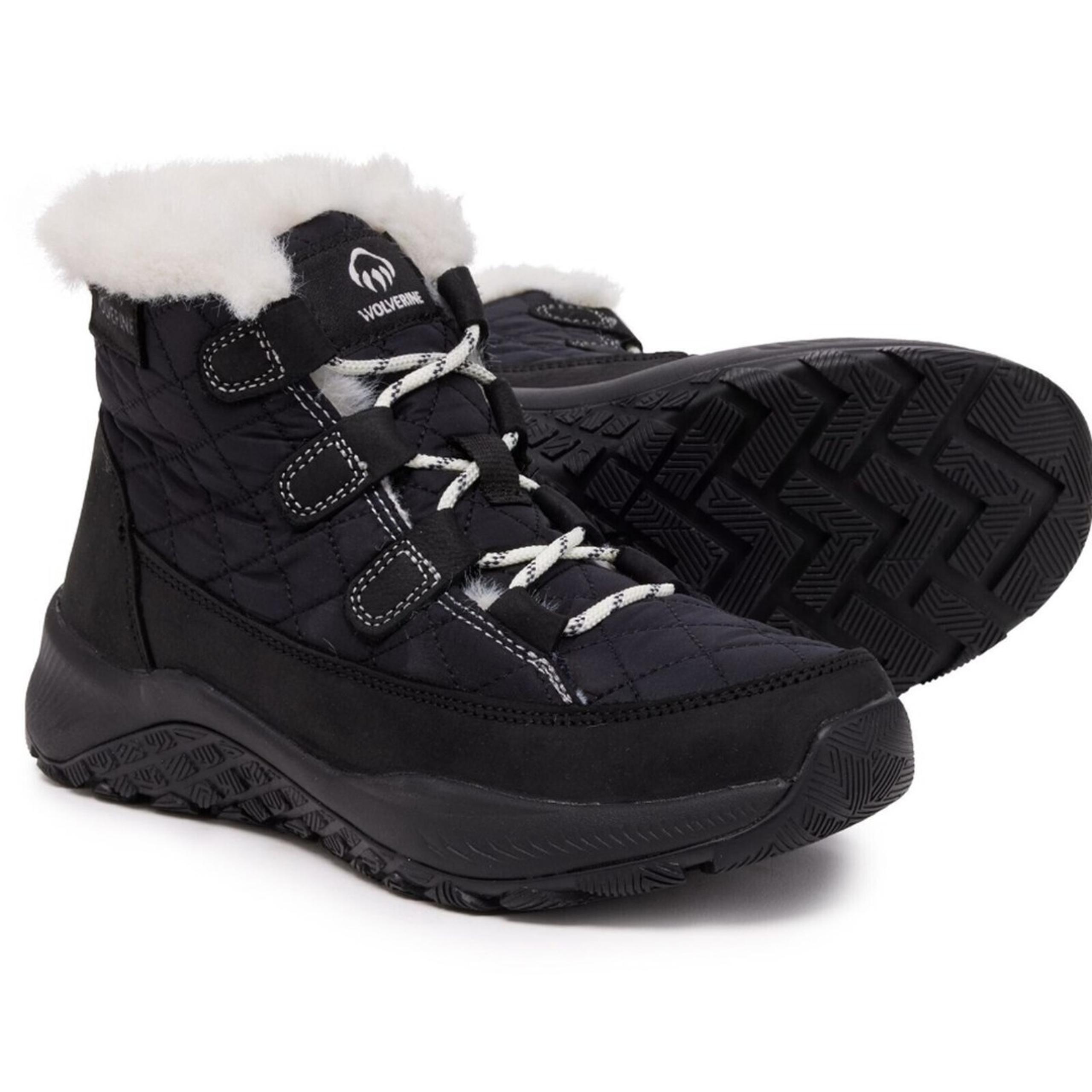 Wolverine Women Black Luton Quilted Waterproof Insulated Mid Winter Boots 8 NIB