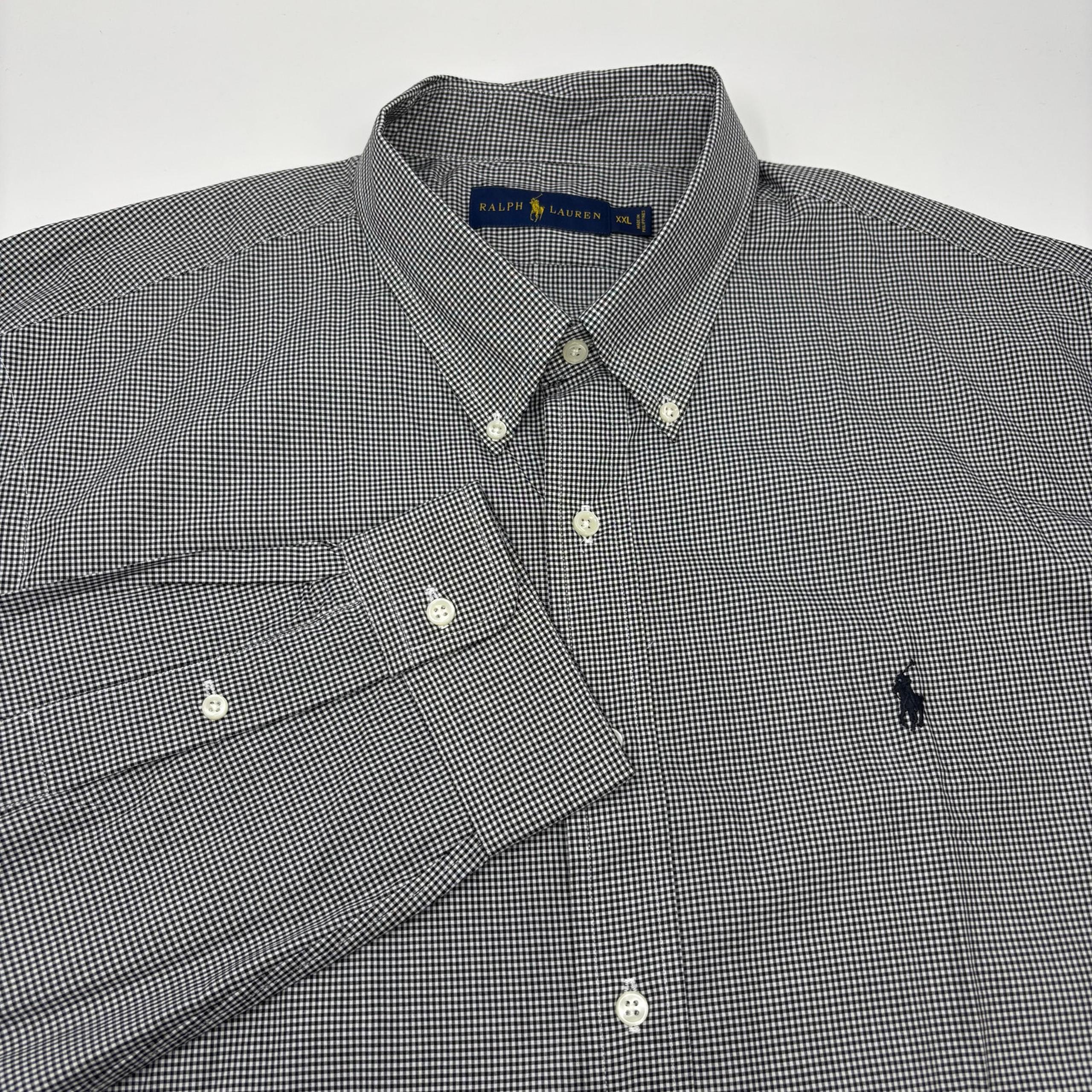 Ralph Lauren Men's 2XL Black White Check Plaid Button Up Long Sleeve Shirt
