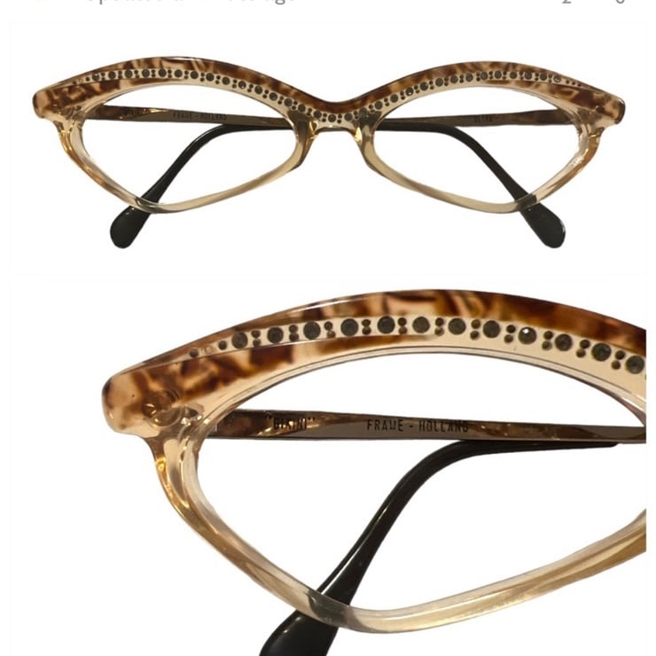 Vintage Ultra Rhinestone Cateye Glasses, tortoiseshell, Model Bikini, Made in Ho