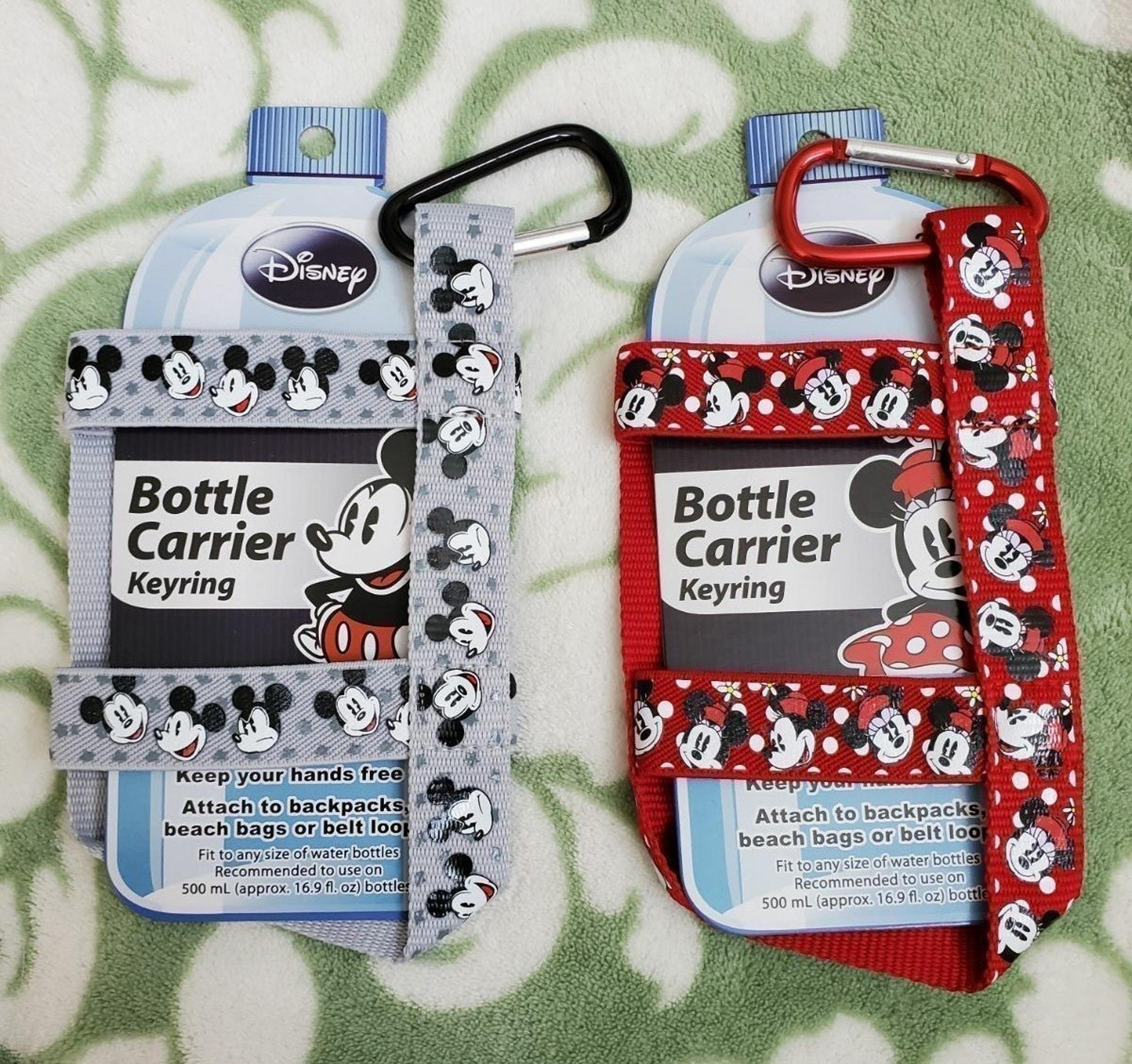 2 Disney Mickey & Minnie Water Bottle Holder Keychain Park Life Workout
