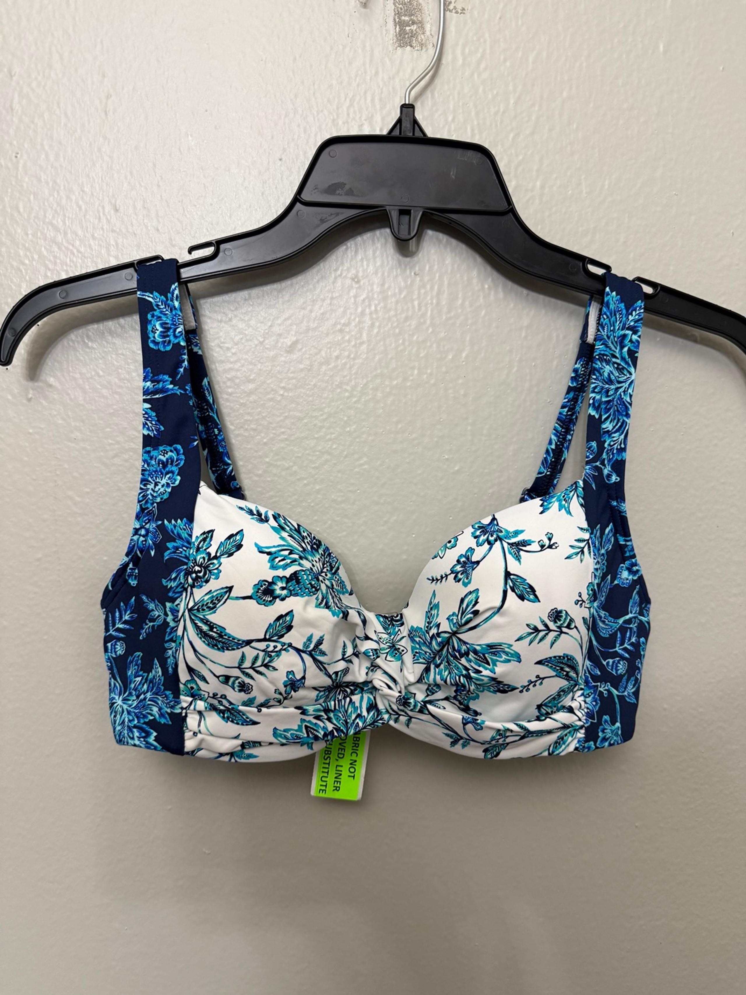 Land’s End Floral Blue and White Women's Bikini Top Size 2L