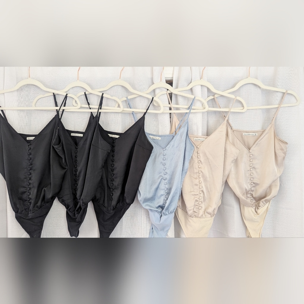 Abercrombie & Fitch Button Satin Bodysuit Bundle (XS - S - M)